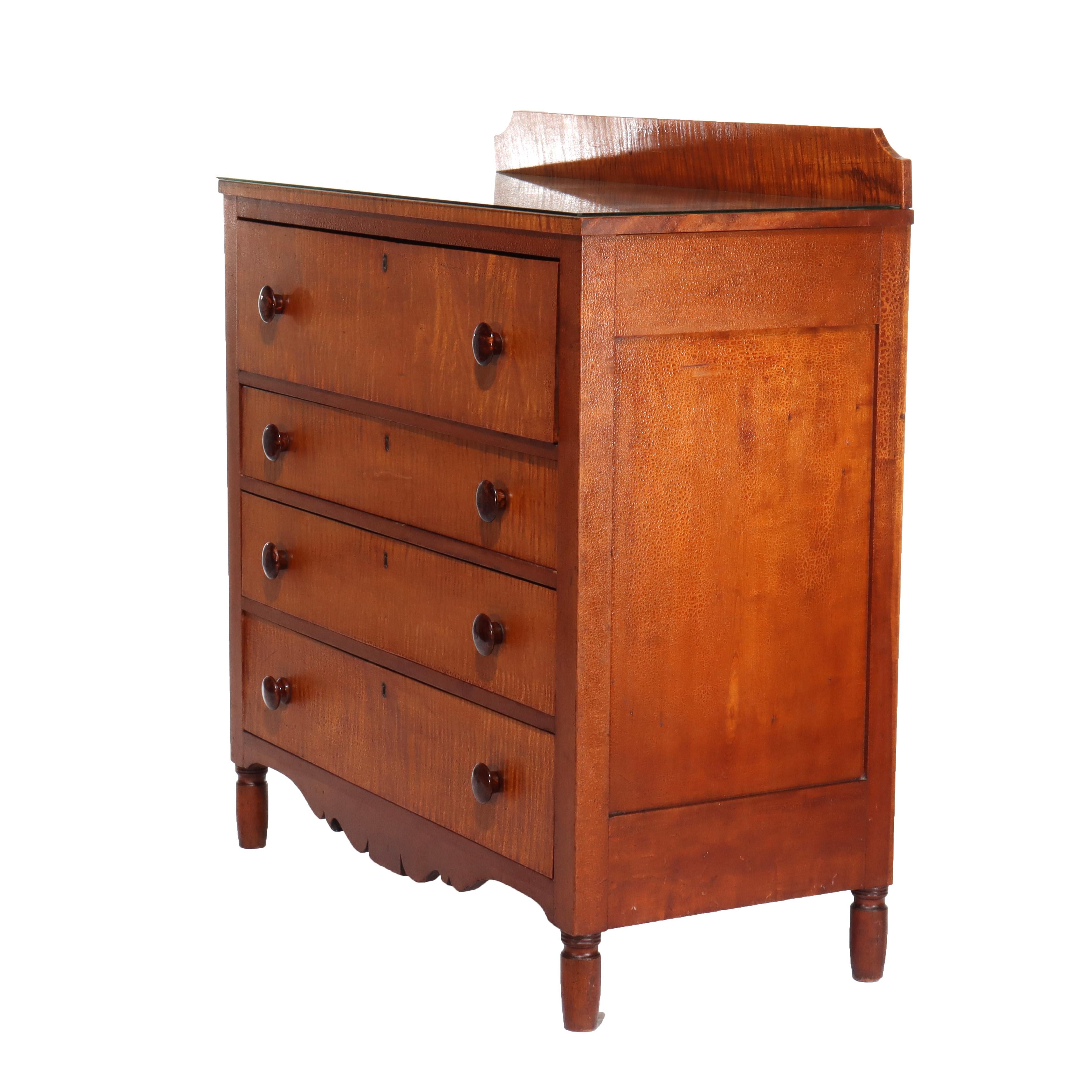XIXe siècle Antiquité - Coffre à quatre tiroirs en érable tigré et cerisier de l'Empire Antique Classic C1840 en vente