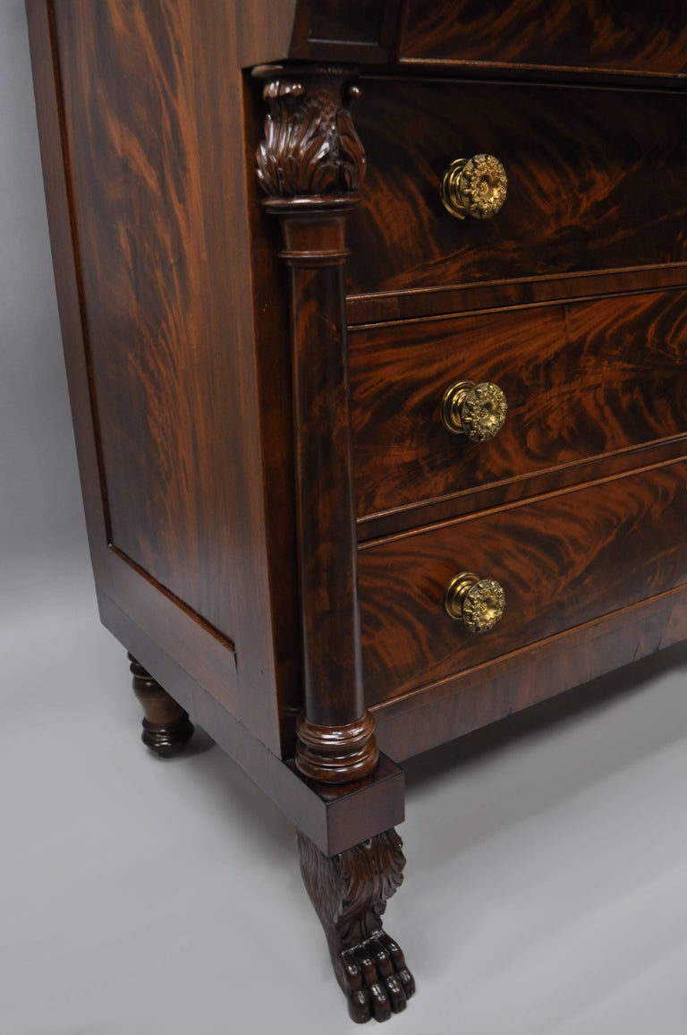 Antique American Empire Crotch Mahogany Chest Drawers Step Back Dresser