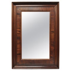 Antique American Empire Crotch Mahogany Wood Frame Rectangular Wall Mirror