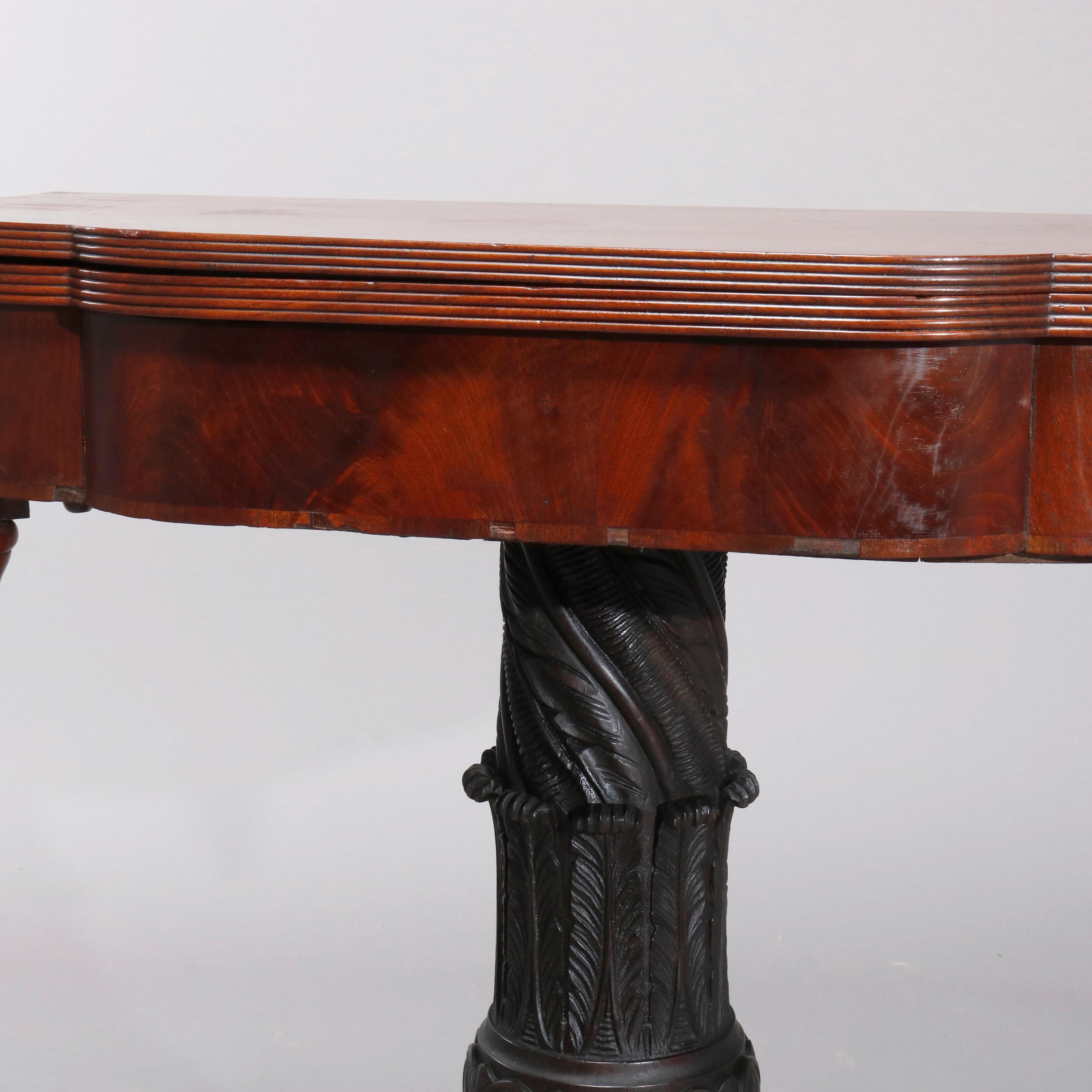 Antique American Empire Deeply Carved Flame Mahogany Game Table, circa 1840 8