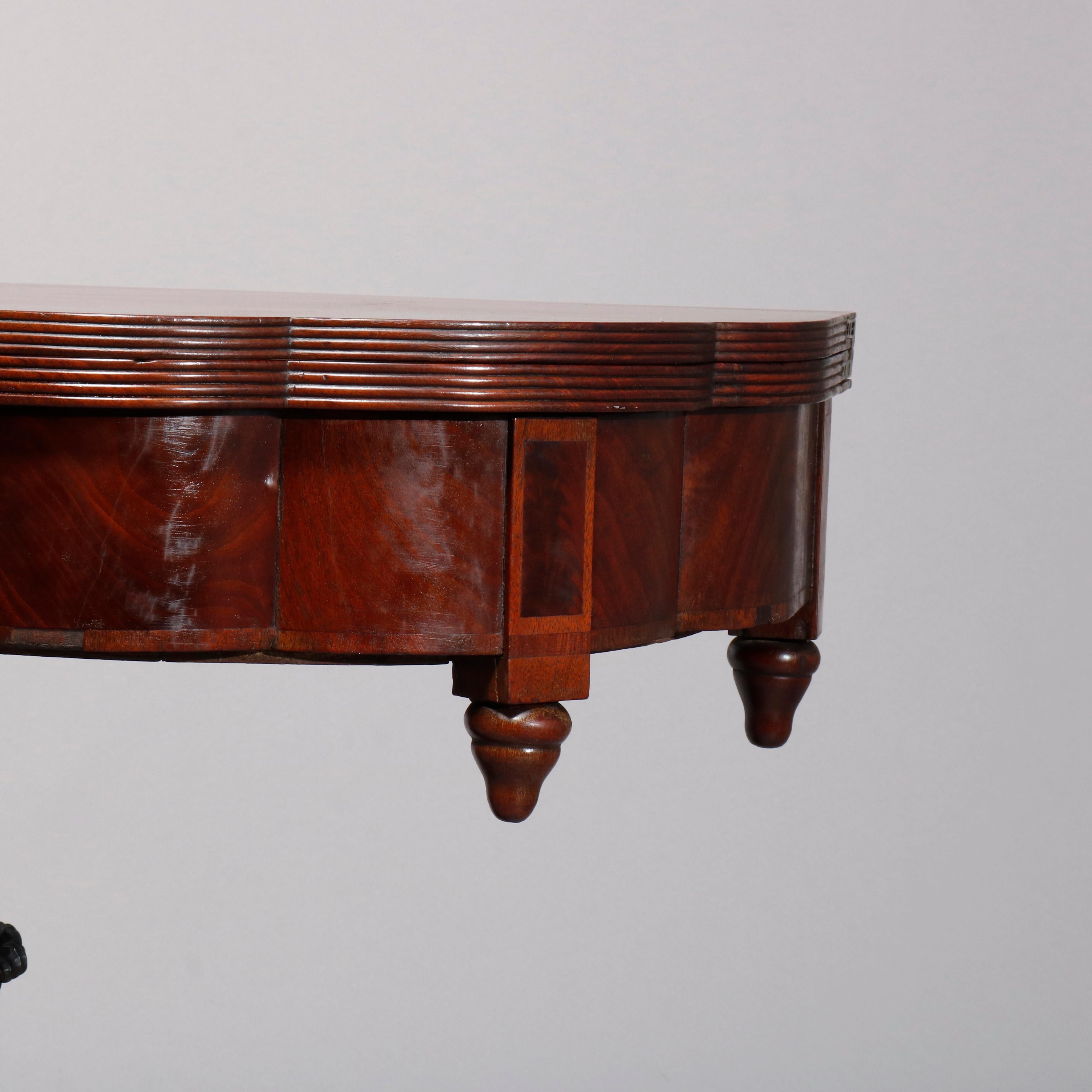 Antique American Empire Deeply Carved Flame Mahogany Game Table, circa 1840 2
