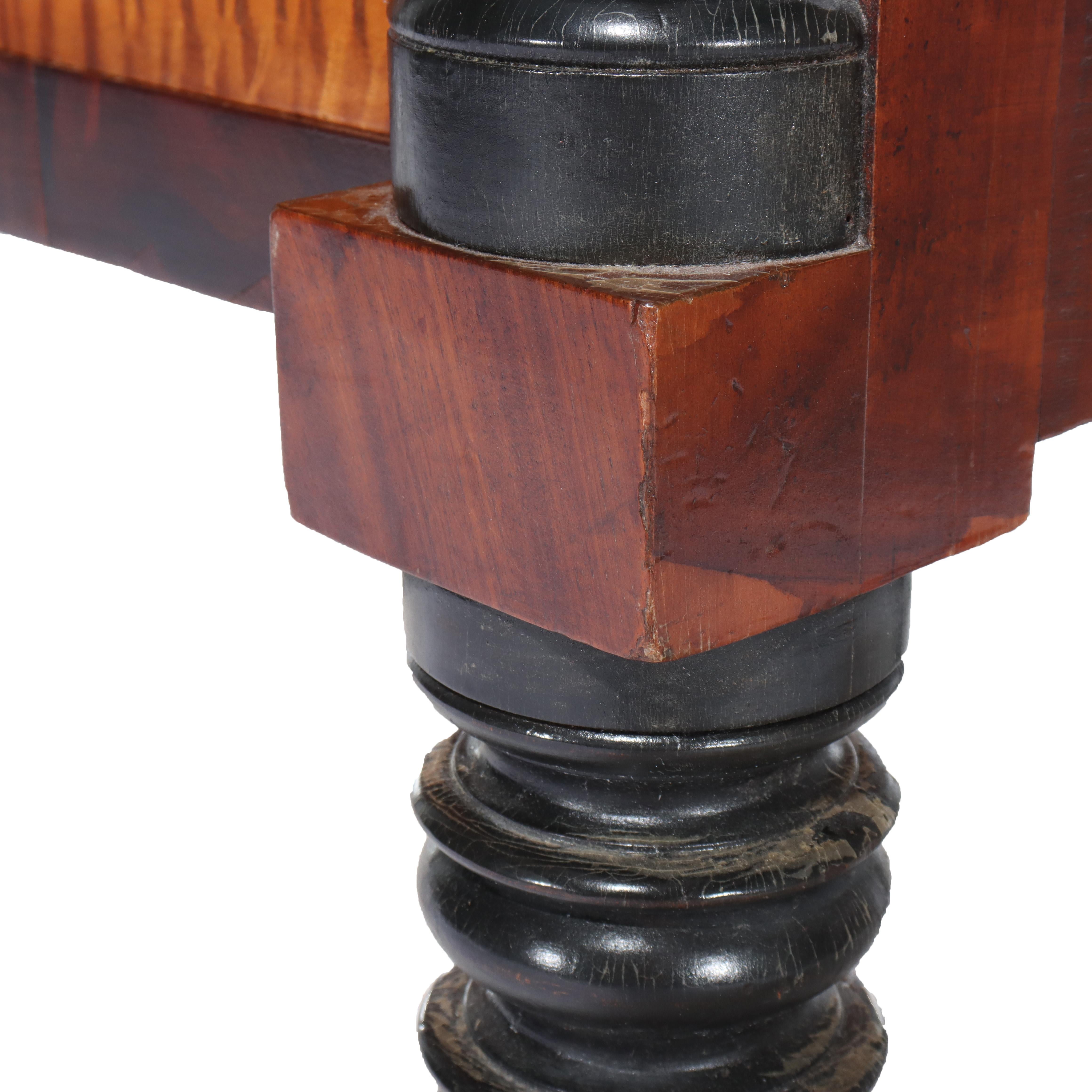 Antique American Empire Ebonized Cherry & Tiger Maple 6 Drawer Chest c1840 For Sale 6