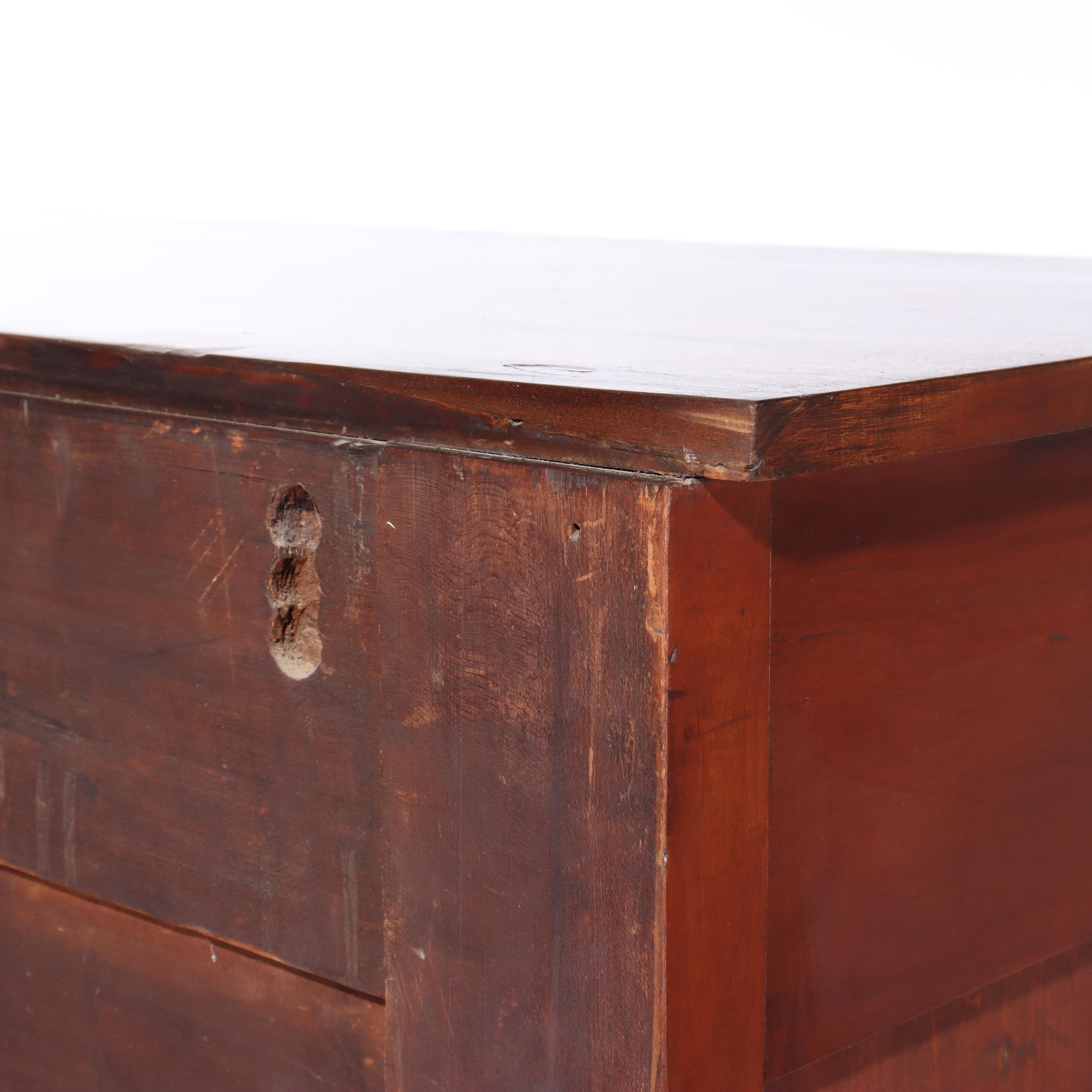 Antique American Empire Ebonized Cherry & Tiger Maple 6 Drawer Chest c1840 For Sale 9