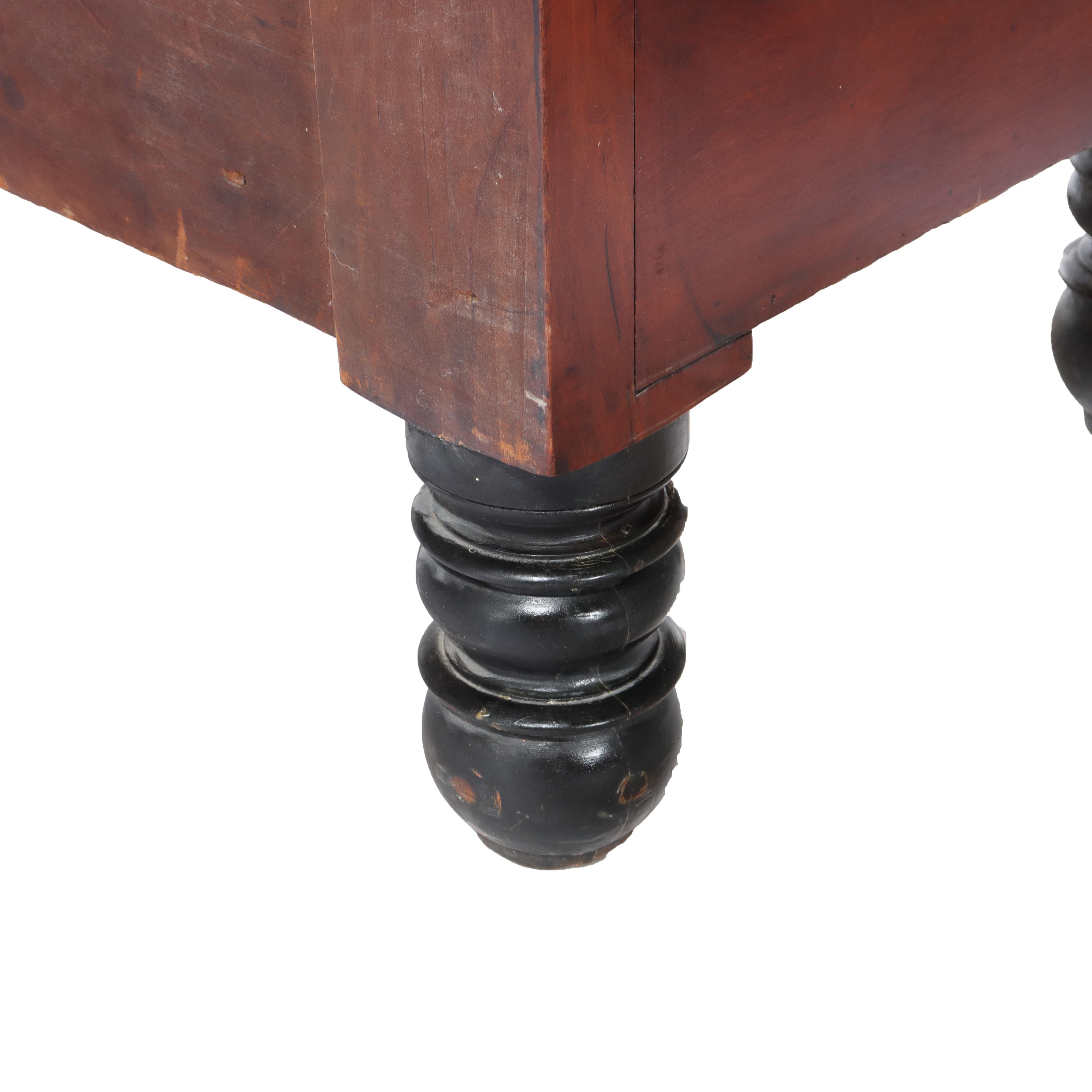 Antique American Empire Ebonized Cherry & Tiger Maple 6 Drawer Chest c1840 For Sale 10