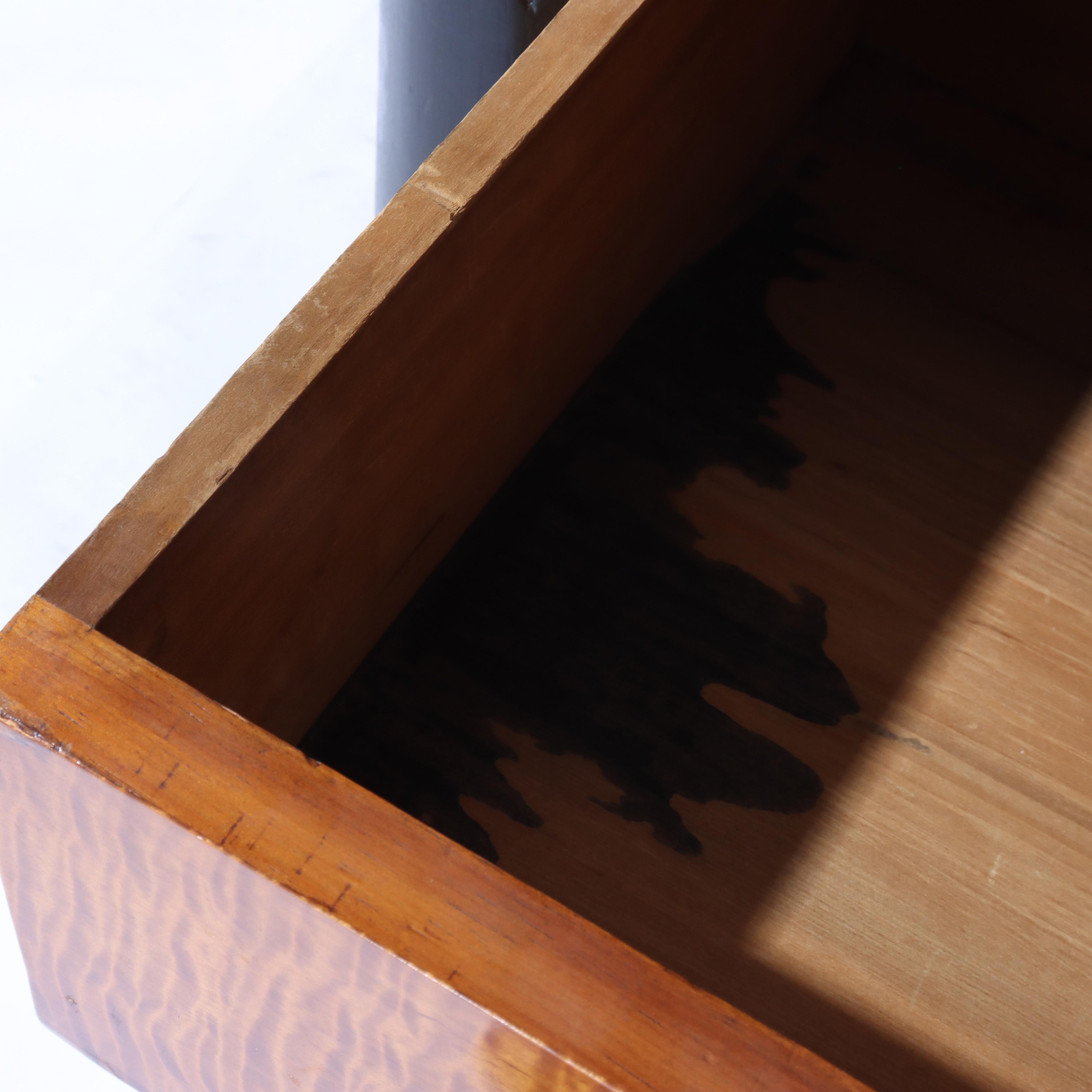 Antique American Empire Ebonized Cherry & Tiger Maple 6 Drawer Chest c1840 For Sale 11