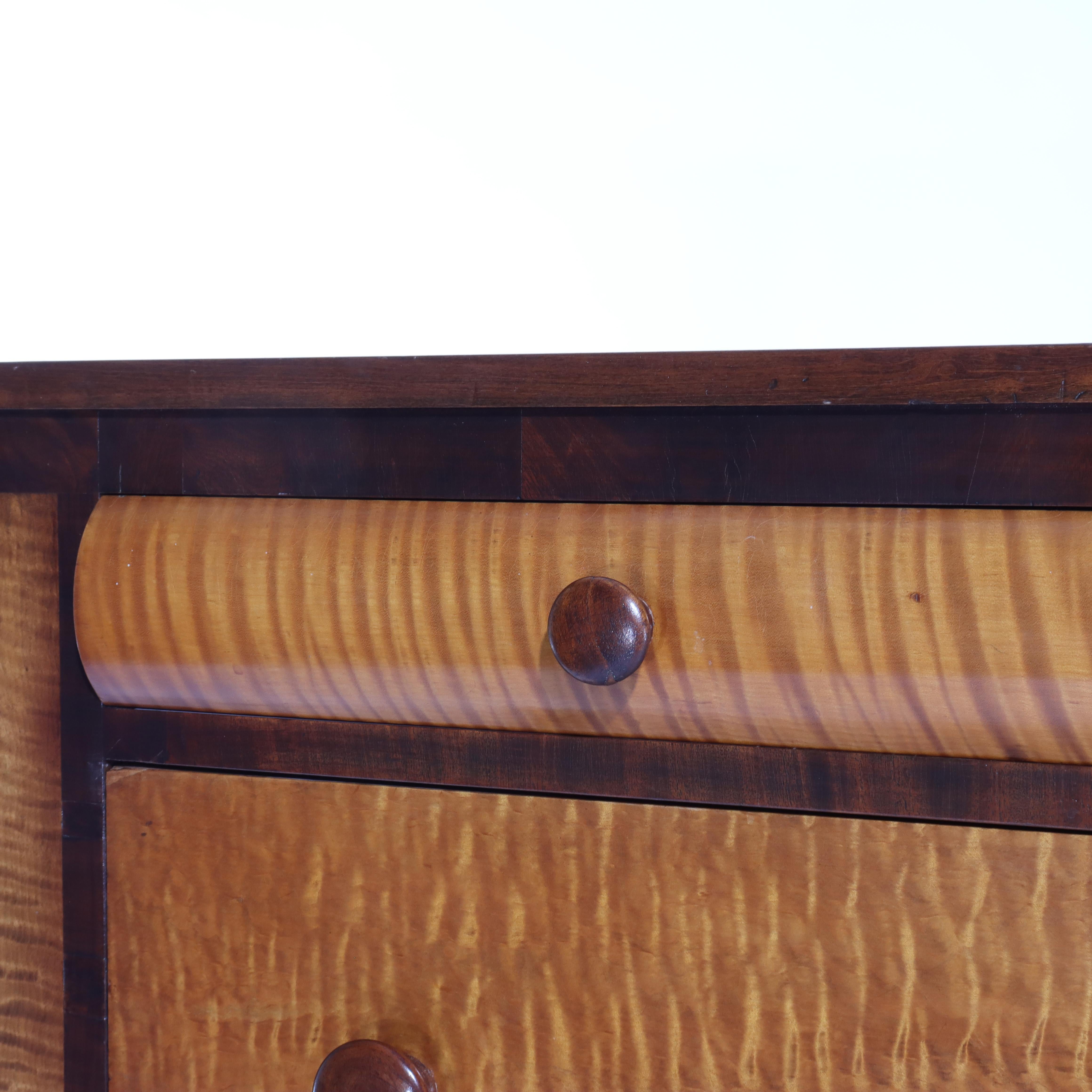 Antique American Empire Ebonized Cherry & Tiger Maple 6 Drawer Chest c1840 For Sale 13