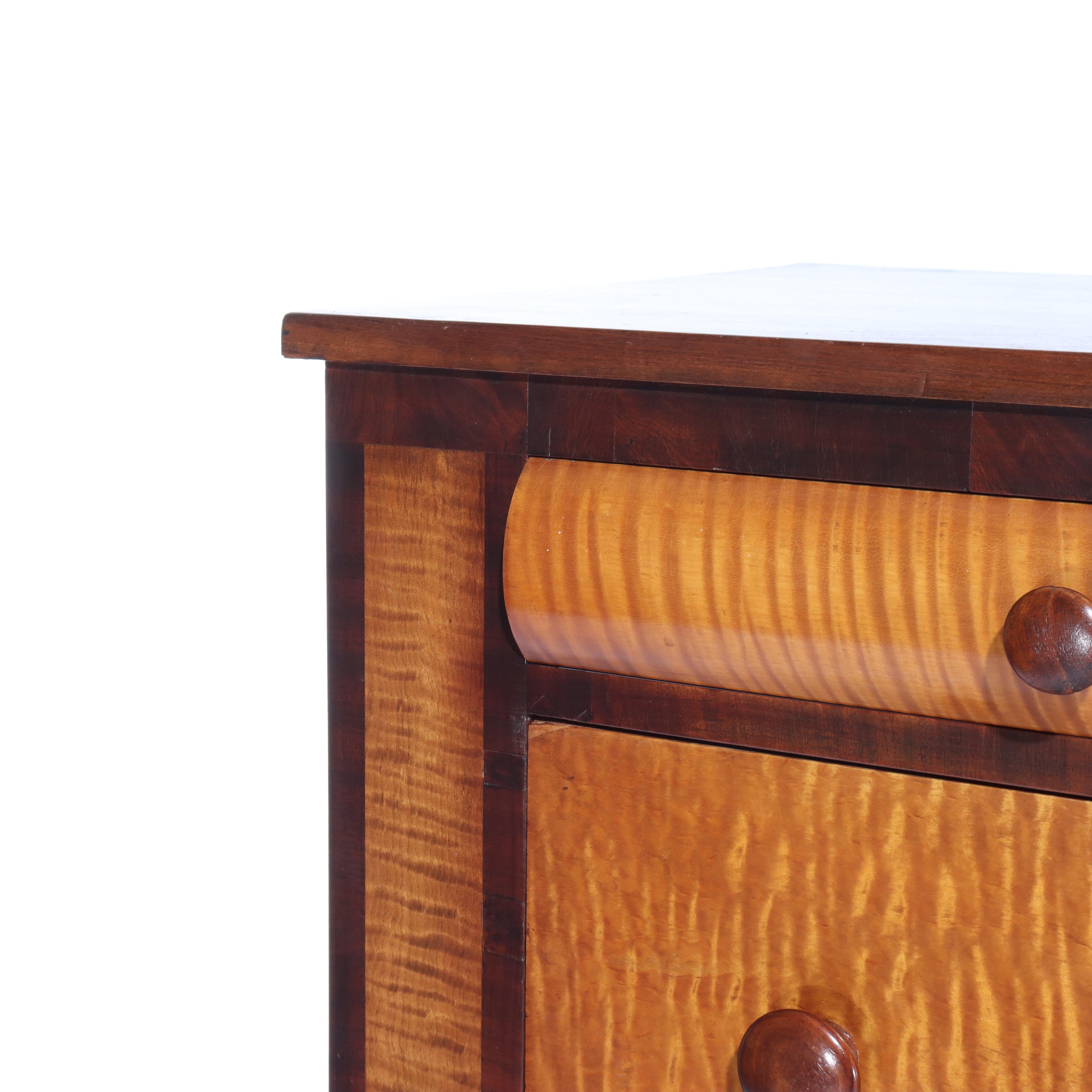Antique American Empire Ebonized Cherry & Tiger Maple 6 Drawer Chest c1840 For Sale 2
