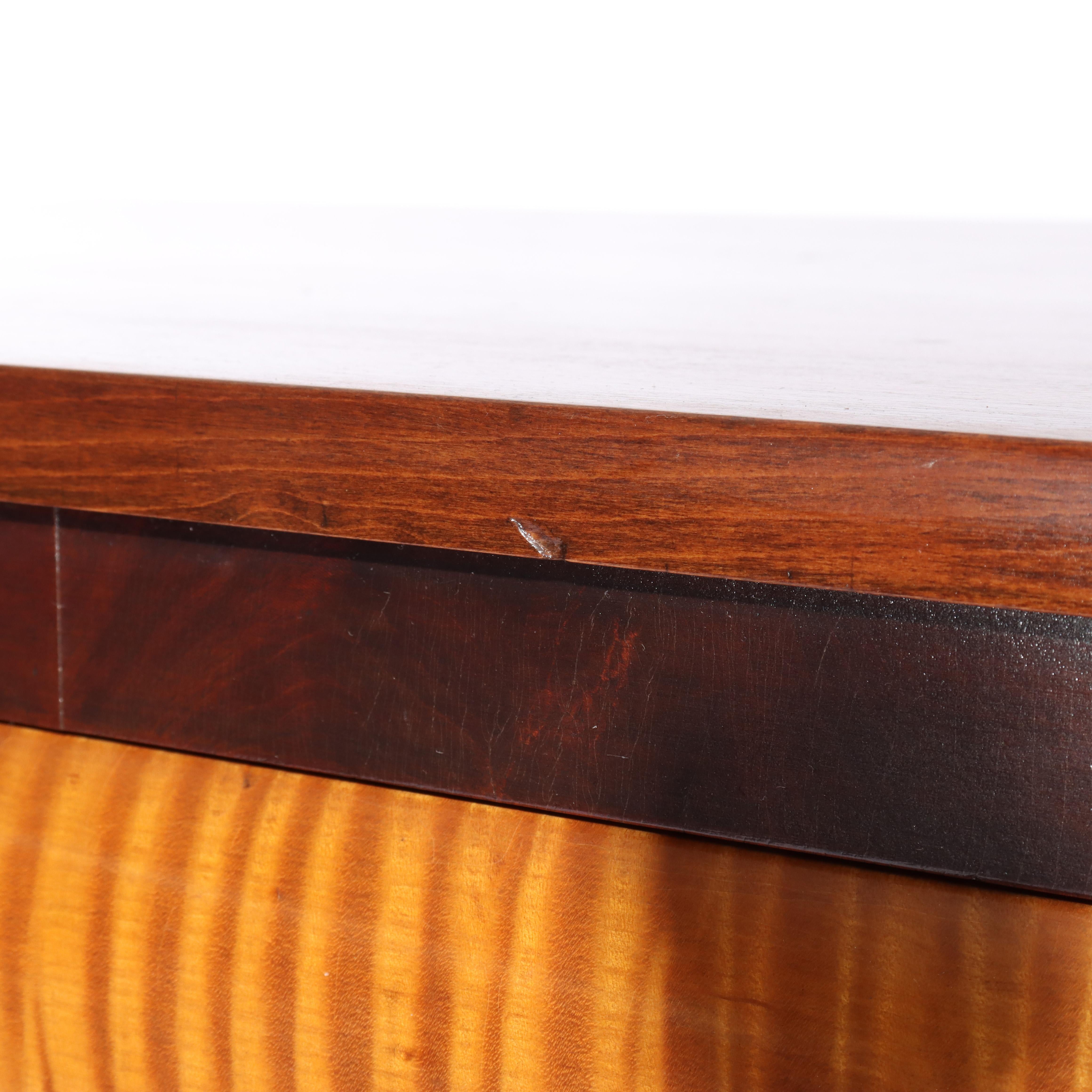 Antique American Empire Ebonized Cherry & Tiger Maple 6 Drawer Chest c1840 For Sale 3
