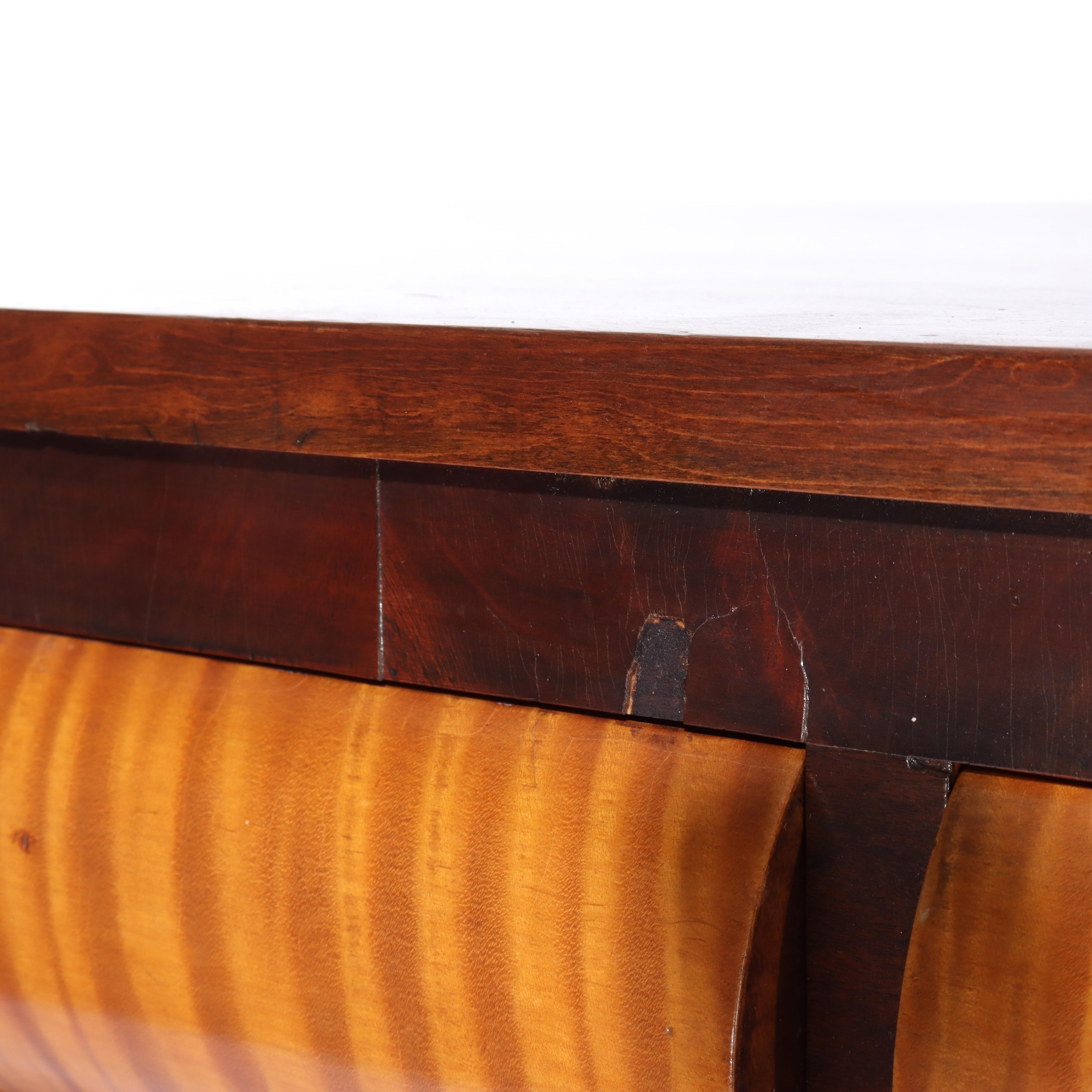 Antique American Empire Ebonized Cherry & Tiger Maple 6 Drawer Chest c1840 For Sale 4