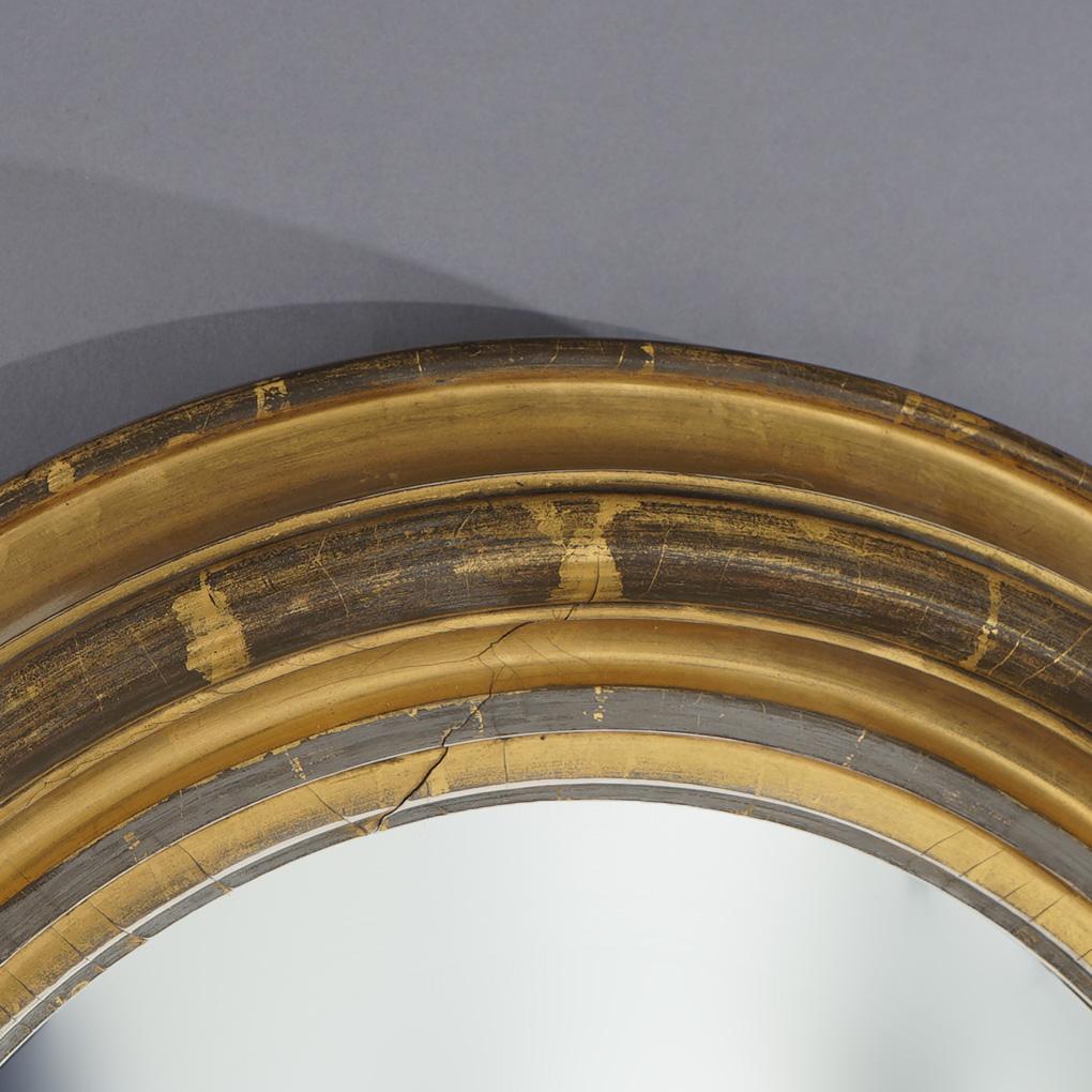 Antique American Empire First Finish Giltwood Framed Oval Wall Mirror Circa 1840 For Sale 1