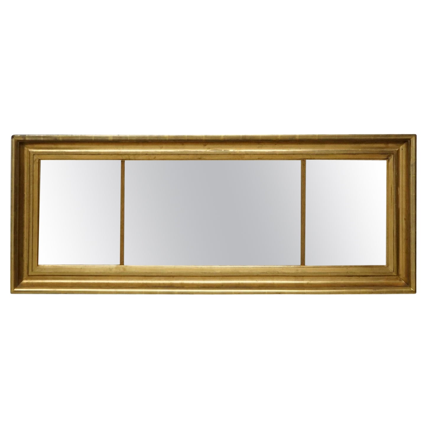 Antique American Empire First Finish Giltwood Triptych Wall Mirror, circa 1850
