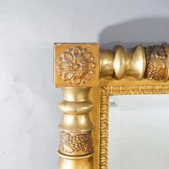 Antiker amerikanischer Empire First Finish Giltwood Wandspiegel 19th C