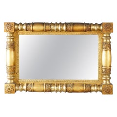 Antique American Empire First Finish Giltwood Wall Mirror 19th C