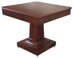 Antique American Empire Flame Crotch Mahogany Pedestal Dining Center Table