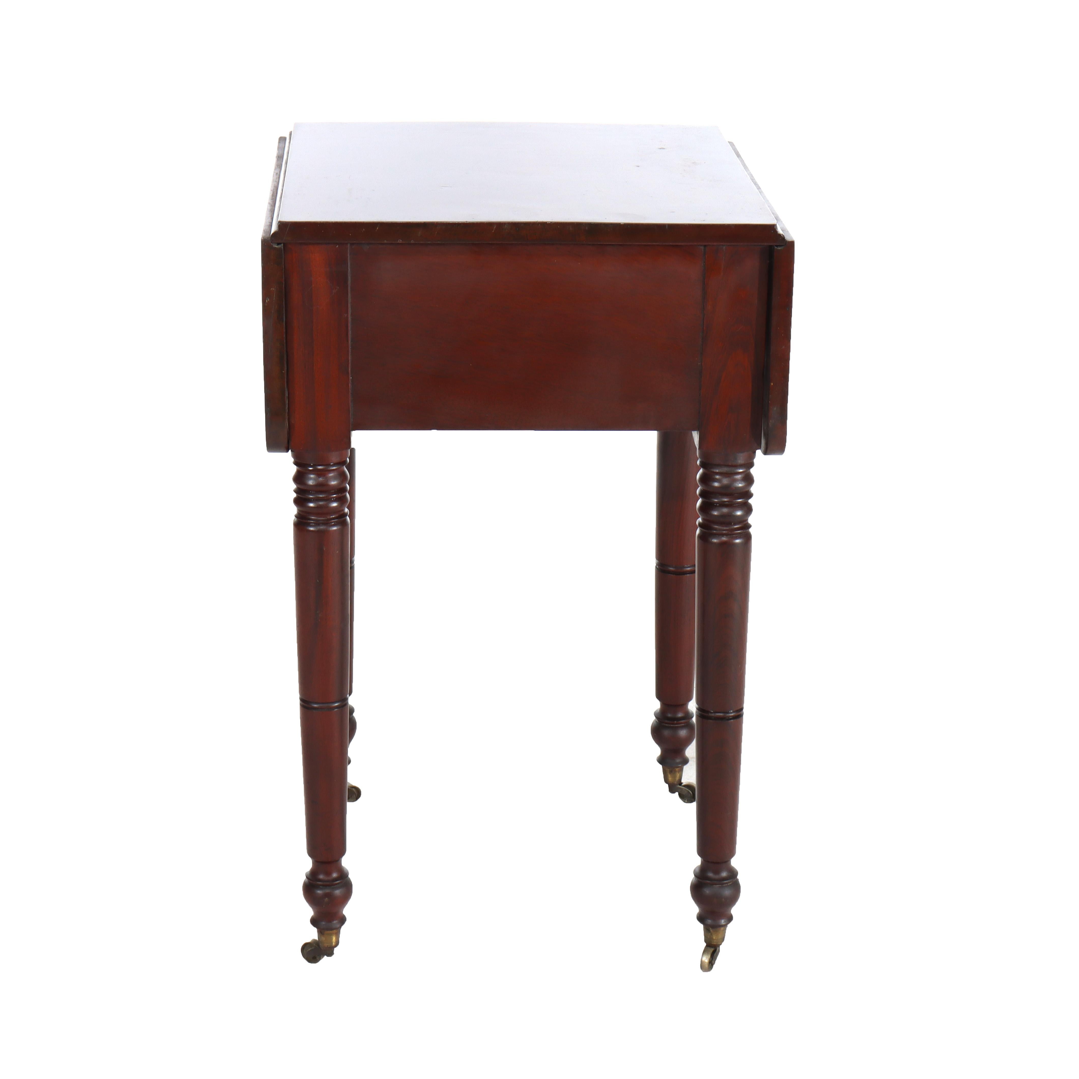 Ancienne table de travail à 2 tiroirs en acajou flammé Empire c1840 en vente 8