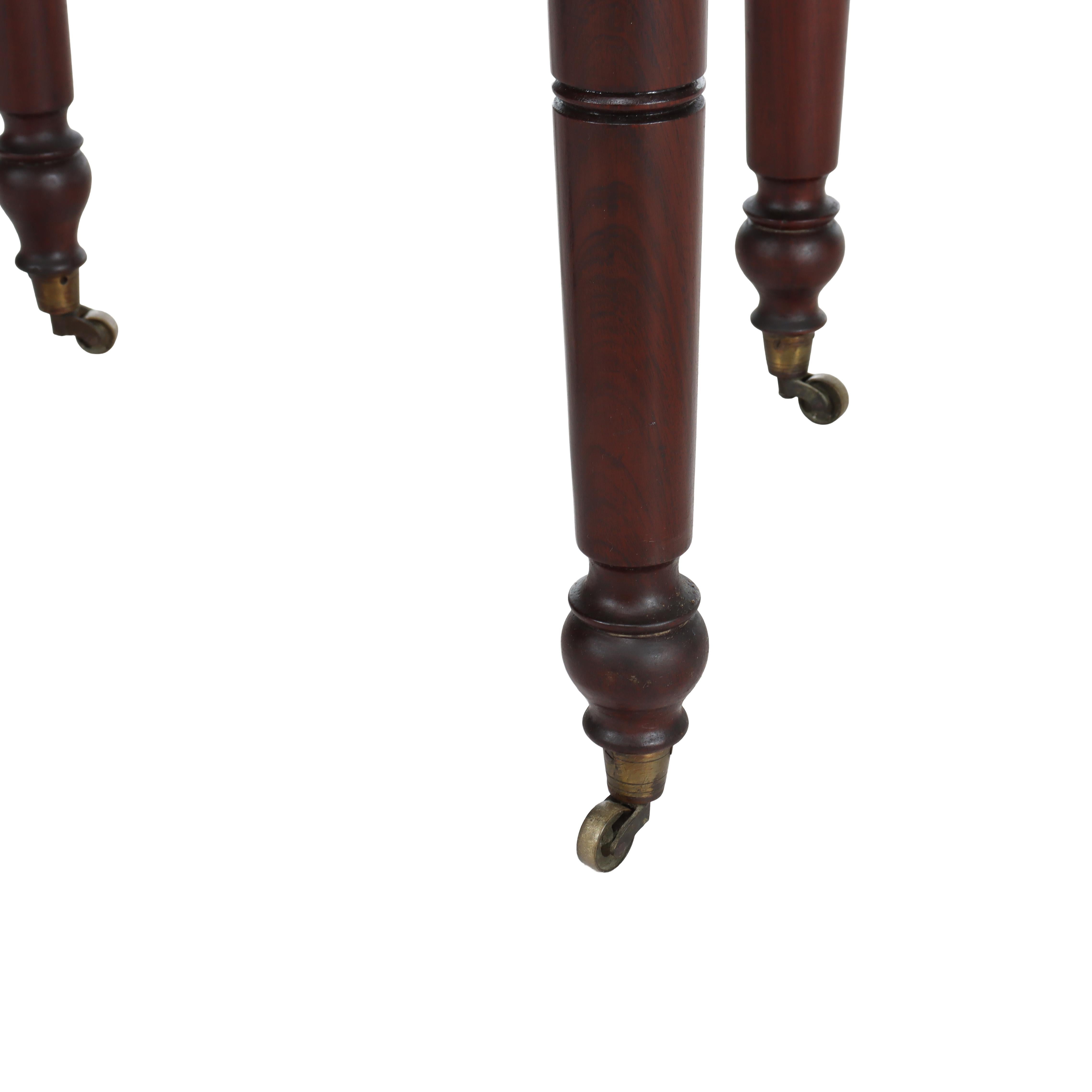 Ancienne table de travail à 2 tiroirs en acajou flammé Empire c1840 en vente 9