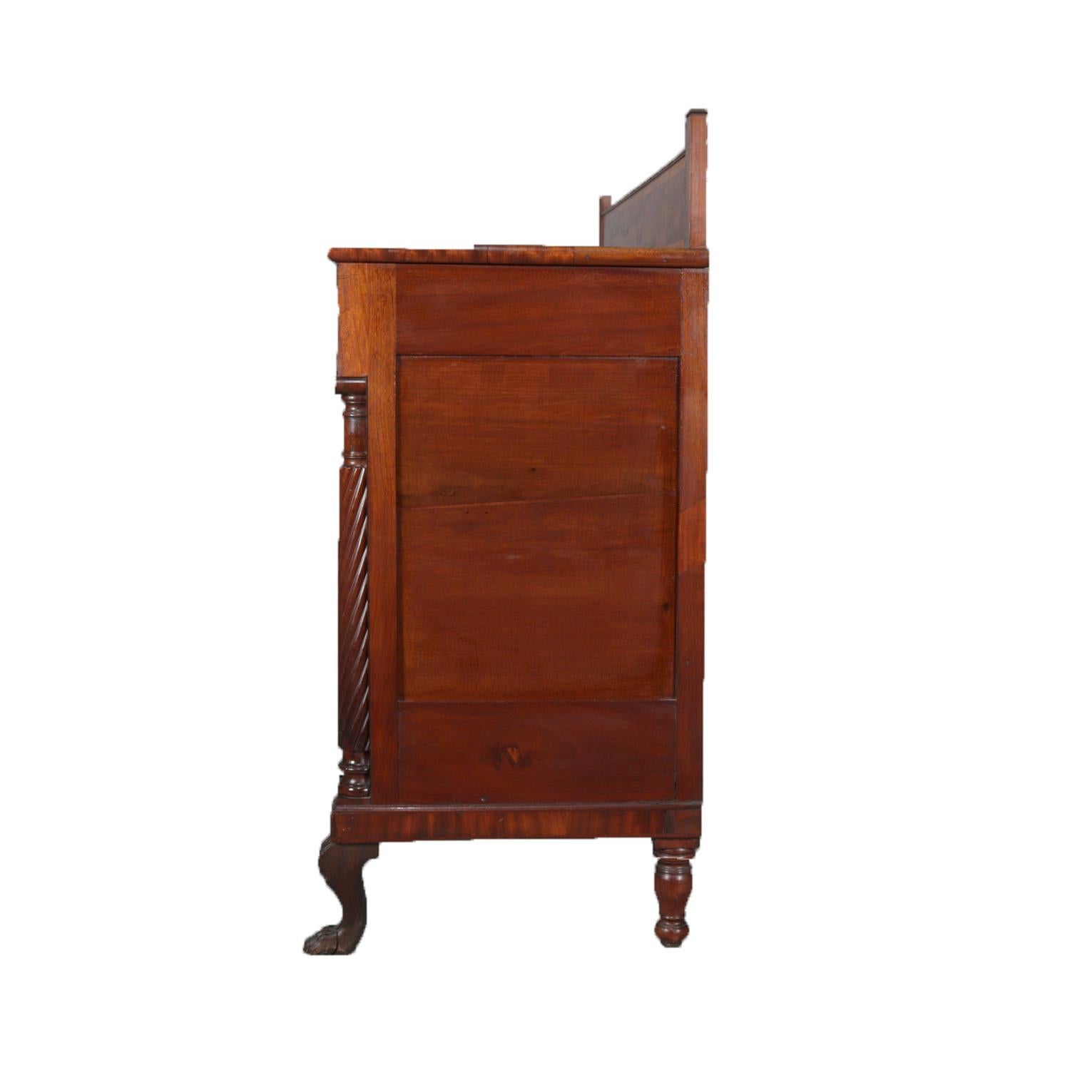Antique American Empire Flame Mahogany and Bronze Sideboard, circa 1830 In Good Condition In Big Flats, NY