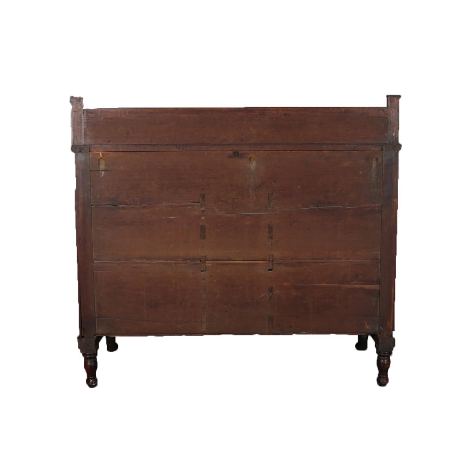 19th Century Antique American Empire Flame Mahogany and Bronze Sideboard, circa 1830