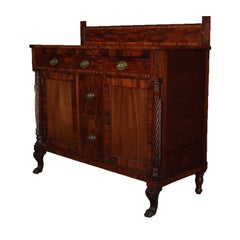 Antique American Empire Flame Mahogany and Bronze Sideboard, circa 1830