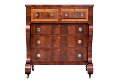 Antique American Empire Flame Mahogany And Tiger Maple Chest Of Drawers