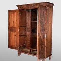 Antique American Empire Flame Mahogany Armoire Circa 1830