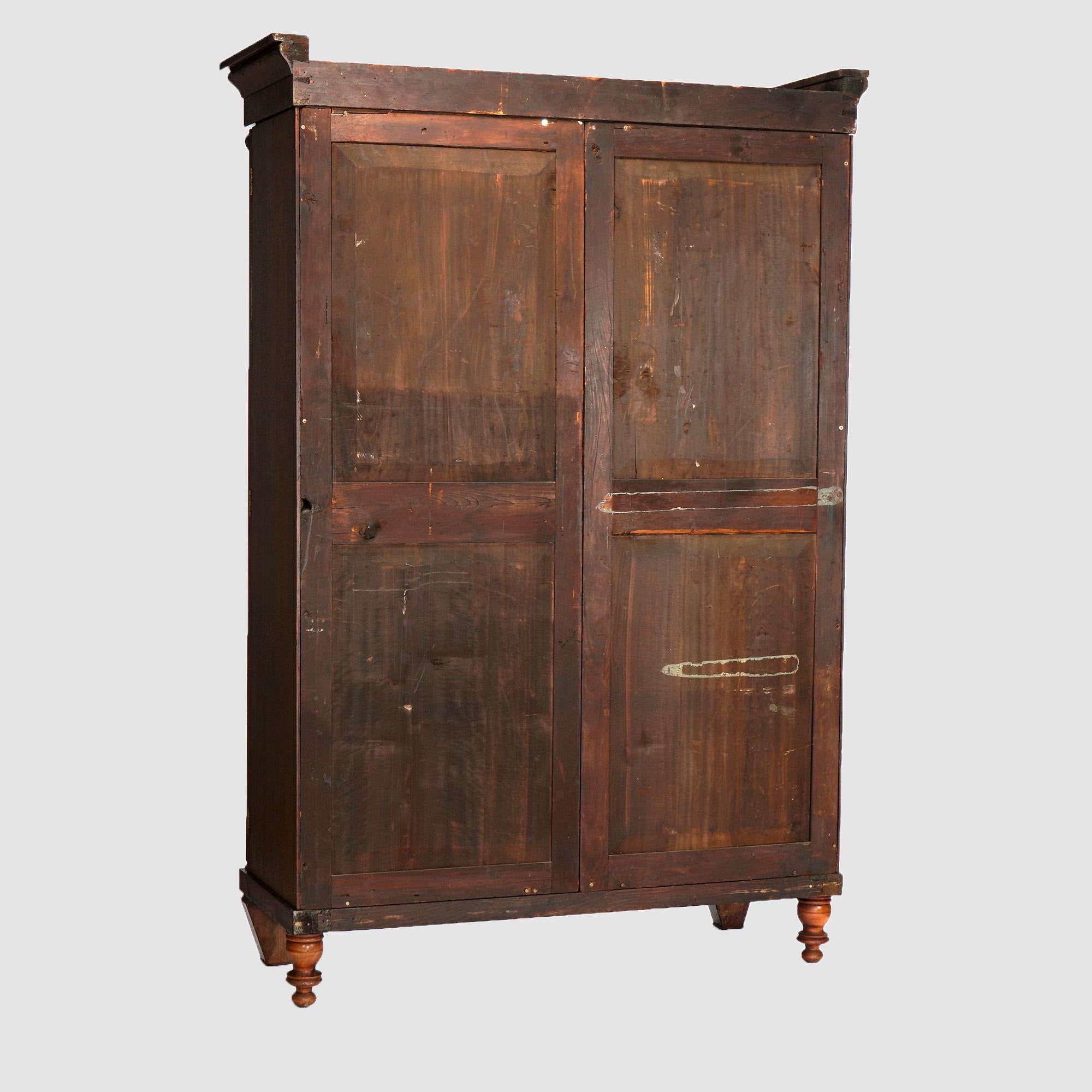 Antique American Empire Flame Mahogany Armoire Circa 1830 In Good Condition In Big Flats, NY