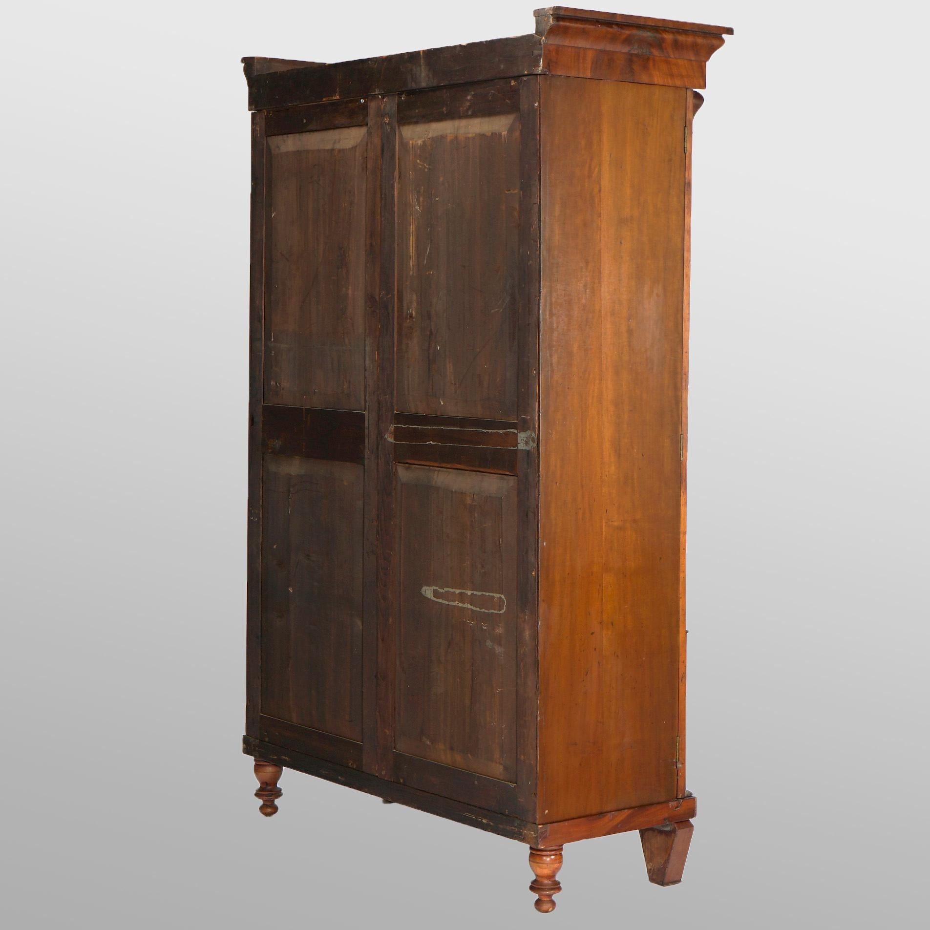 19th Century Antique American Empire Flame Mahogany Armoire Circa 1830