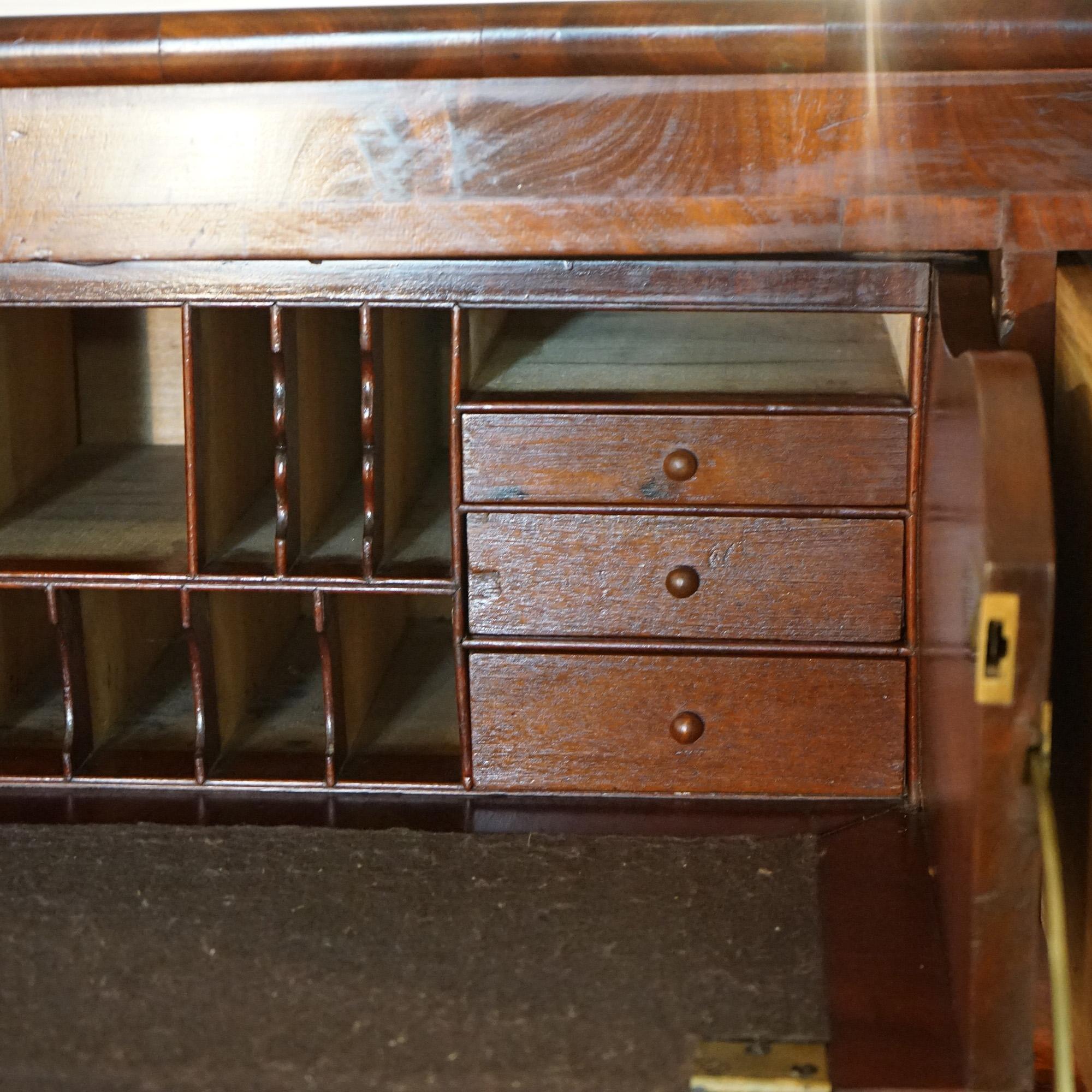 Antique American Empire Flame Mahogany Butler’s Desk with Full Columns C1840 7