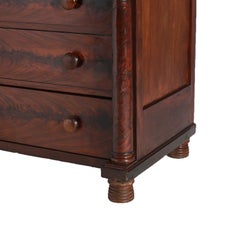 Antique American Empire Flame Mahogany Butler’s Desk with Full Columns C1840
