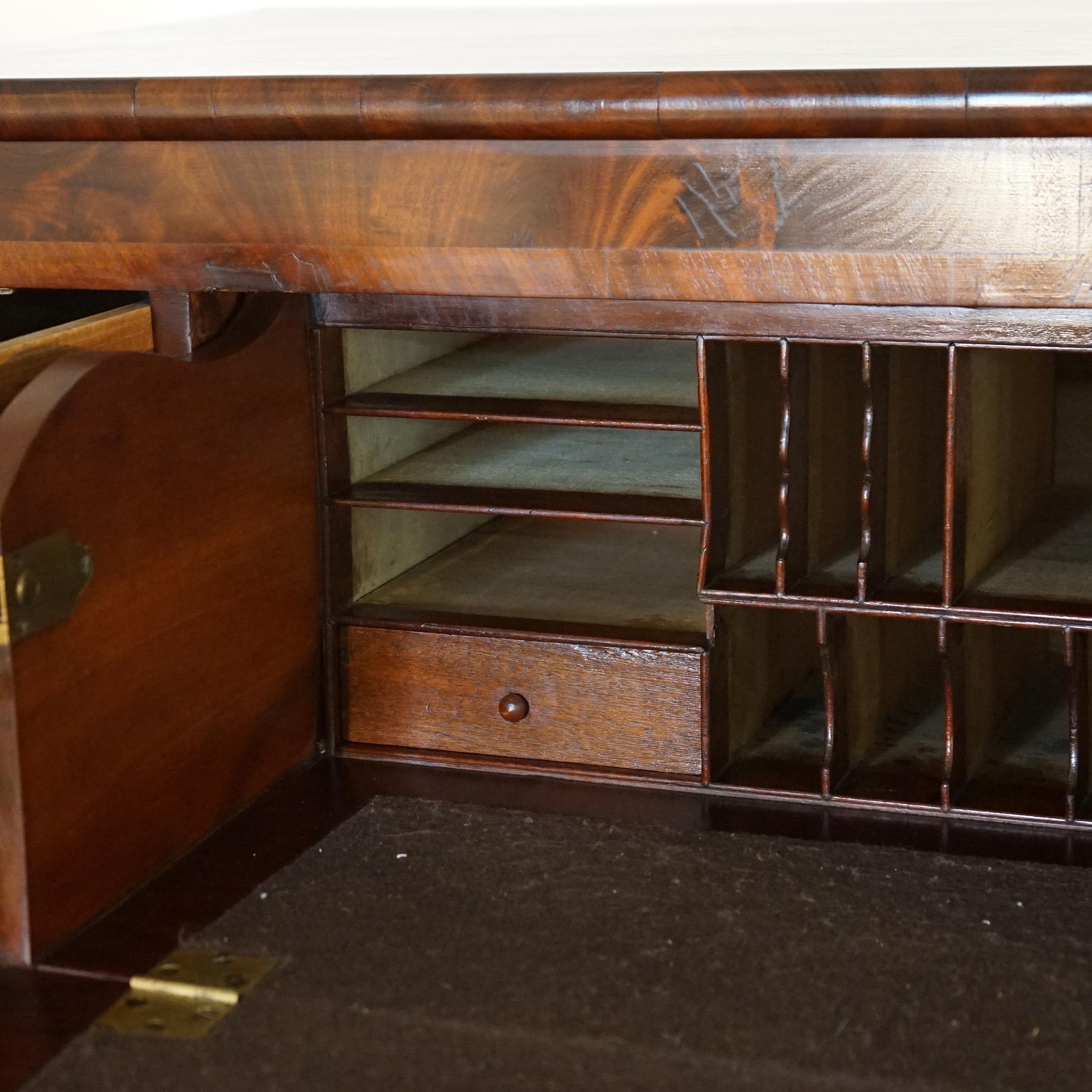 Antique American Empire Flame Mahogany Butler’s Desk with Full Columns C1840 5