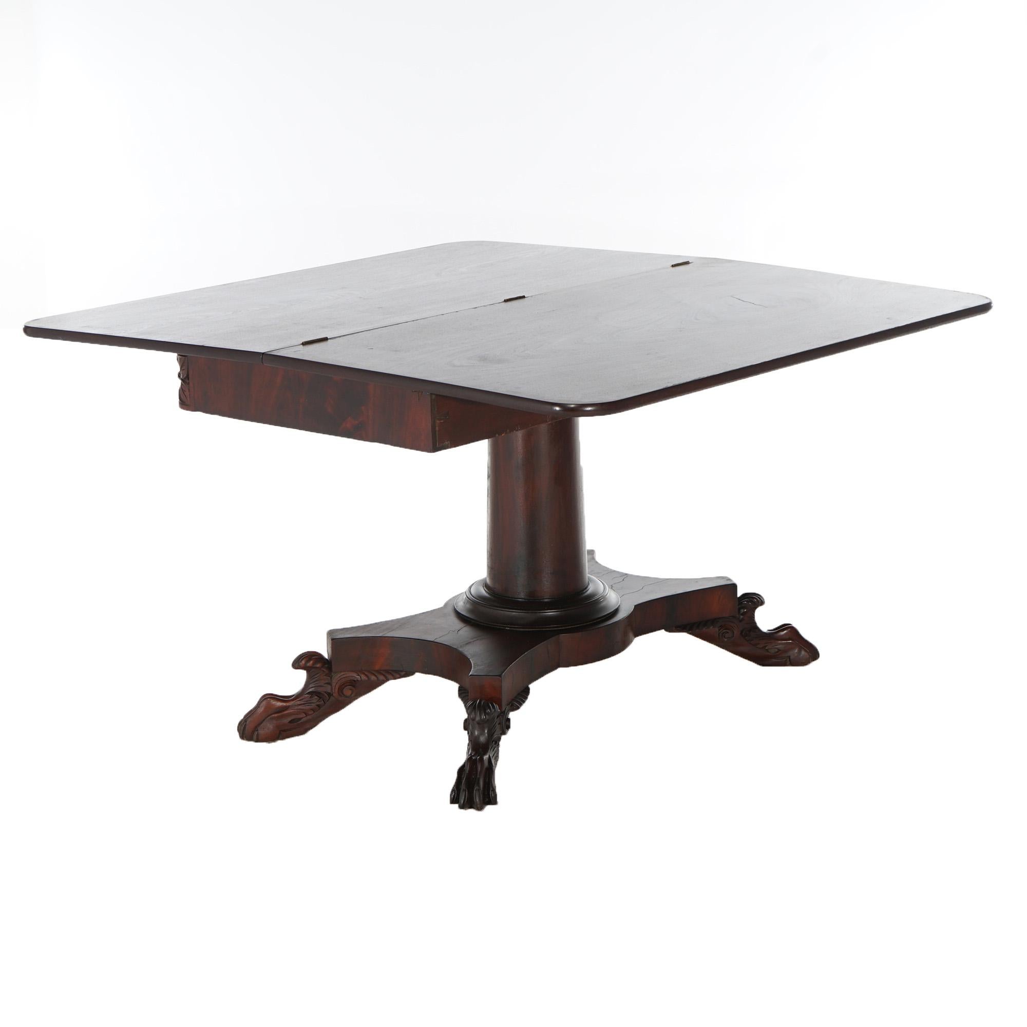Antique American Empire Flame Mahogany Card Table Circa 1840 For Sale 7