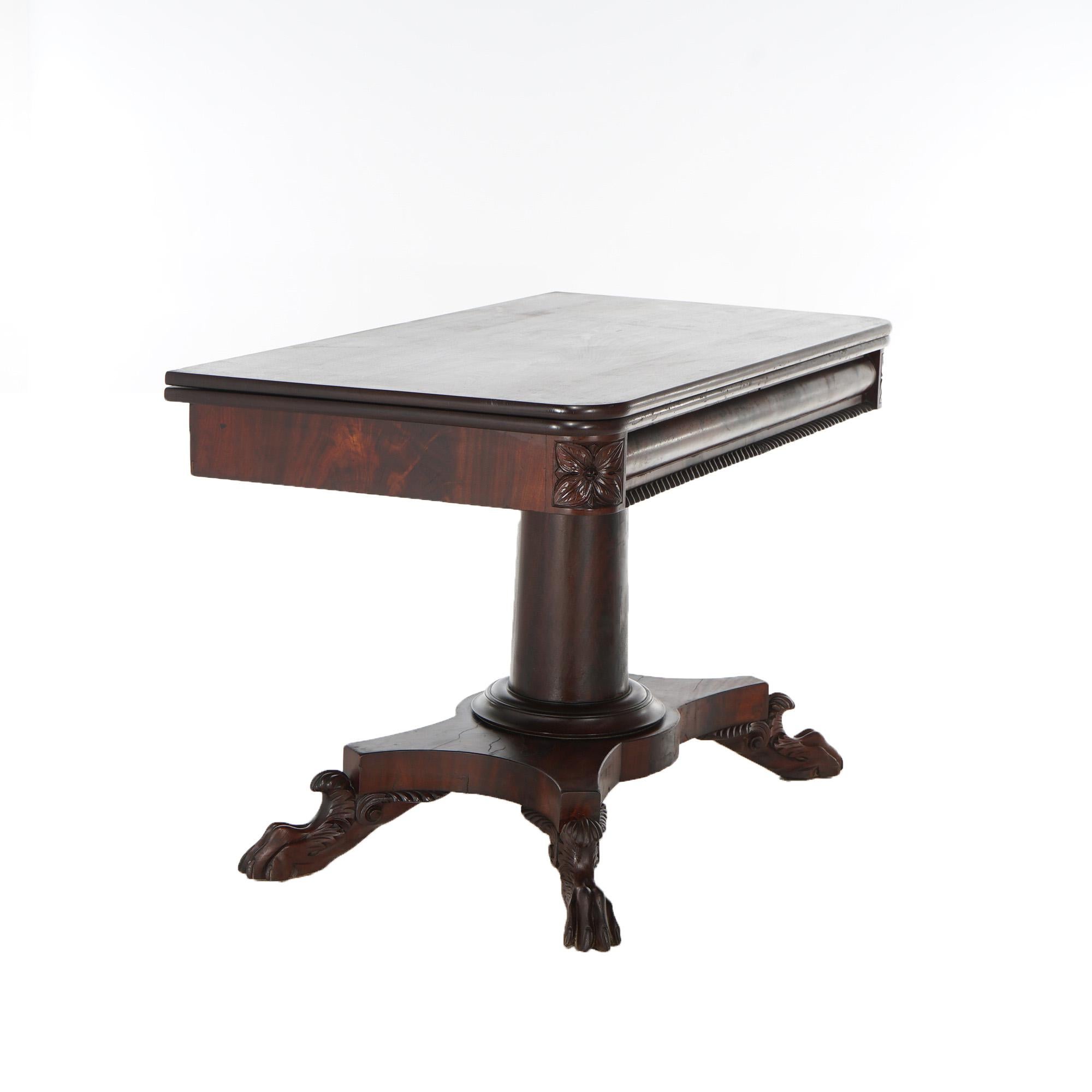 Antique American Empire Flame Mahogany Card Table Circa 1840 For Sale 12