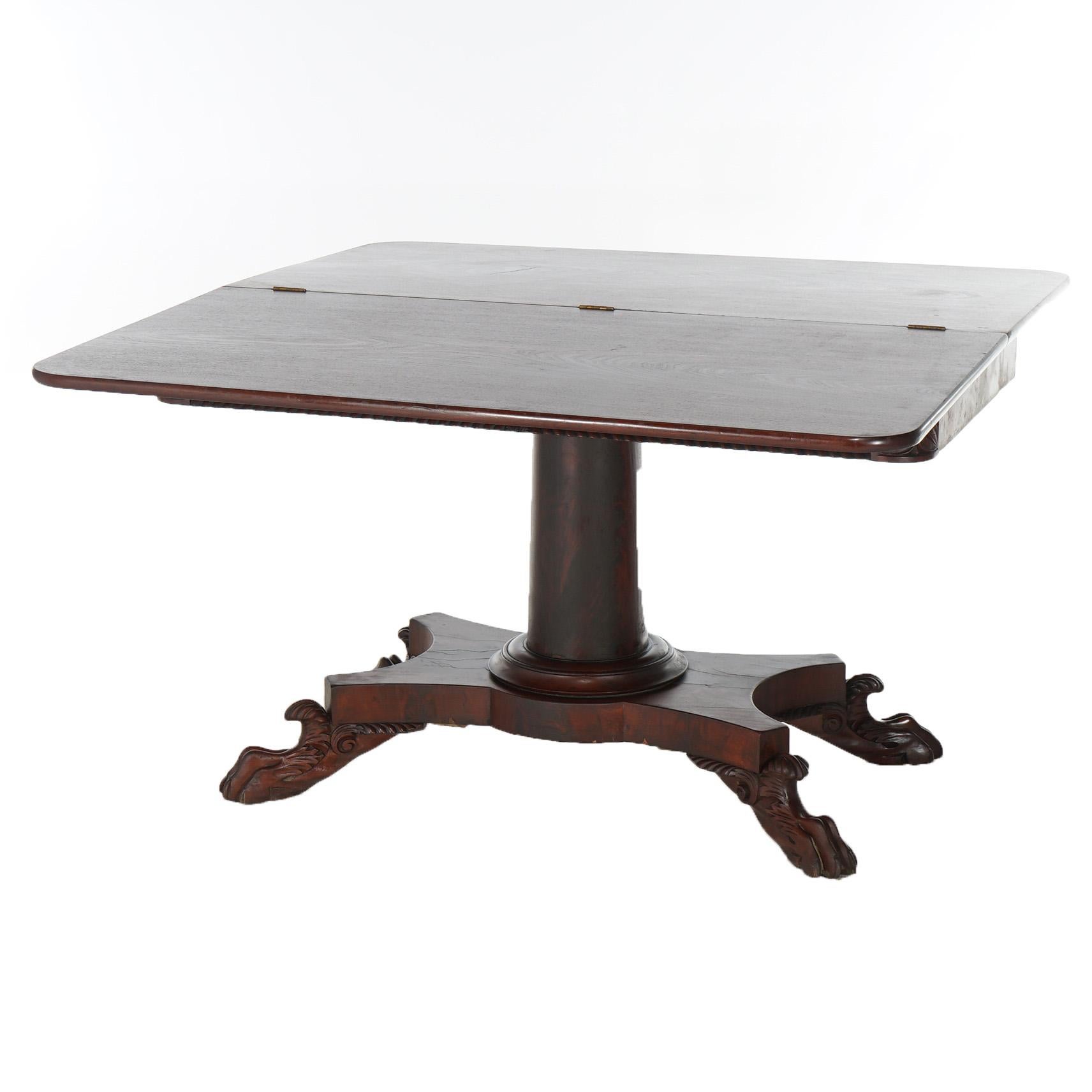 19th Century Antique American Empire Flame Mahogany Card Table Circa 1840 For Sale
