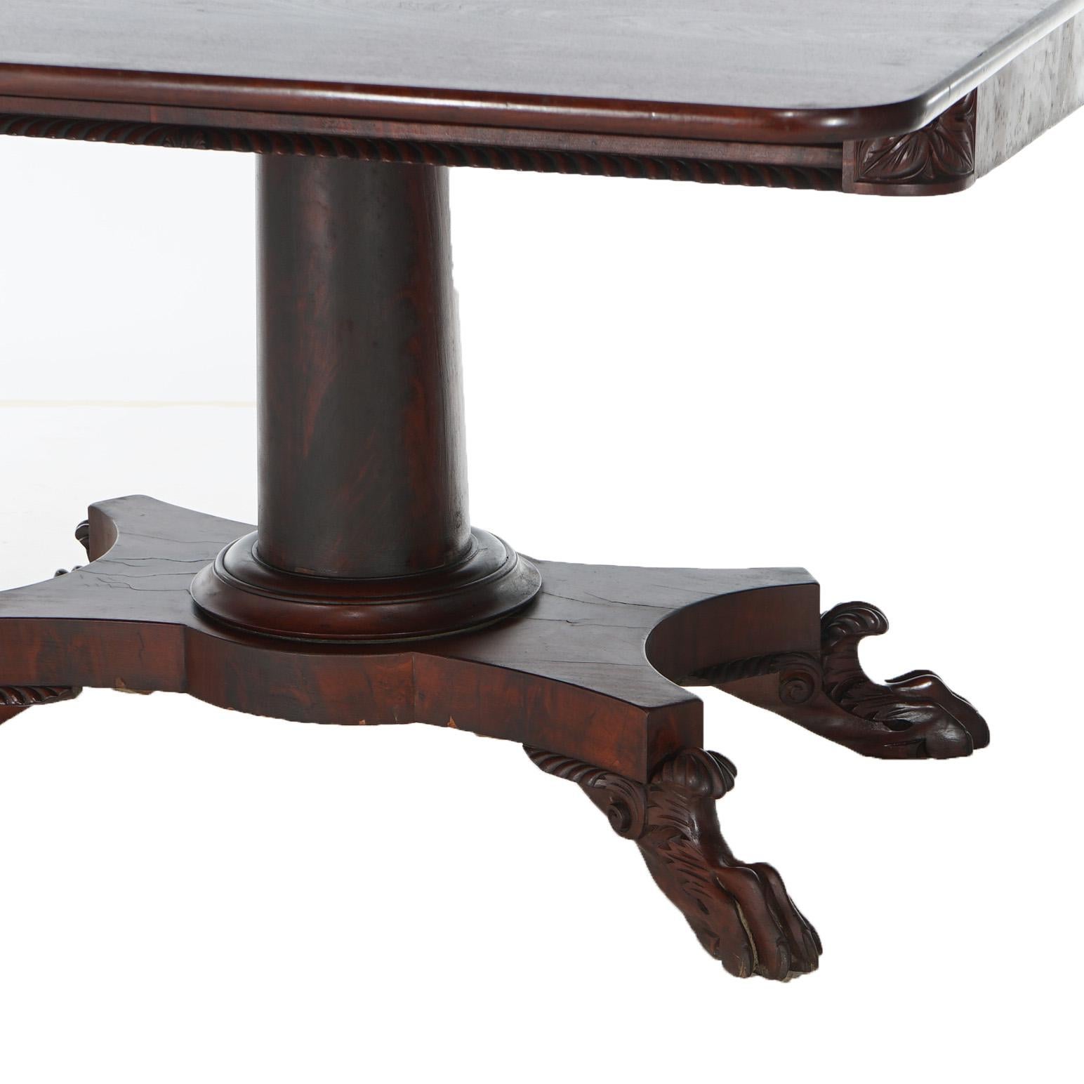Antique American Empire Flame Mahogany Card Table Circa 1840 For Sale 1