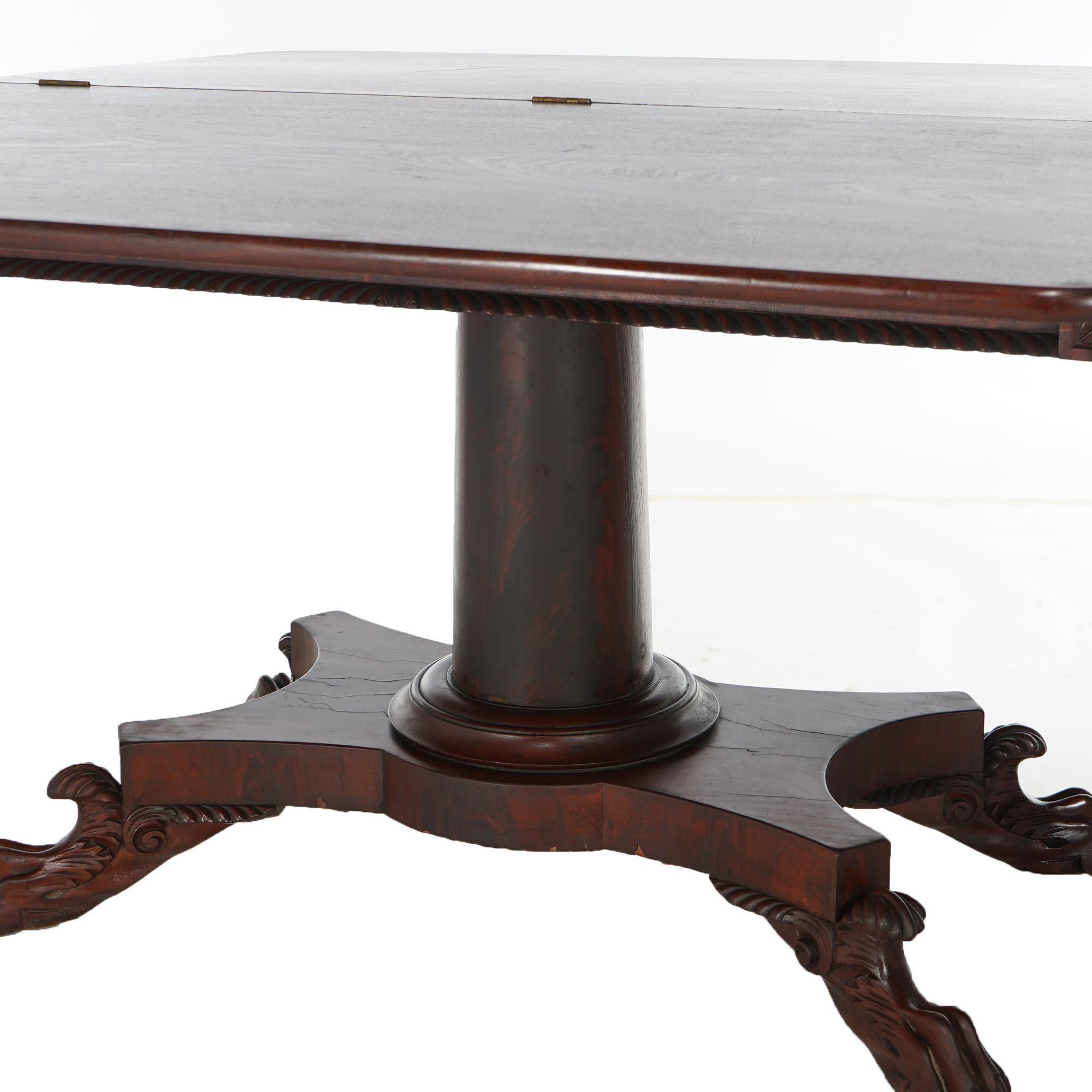 Antique American Empire Flame Mahogany Card Table Circa 1840 For Sale 3