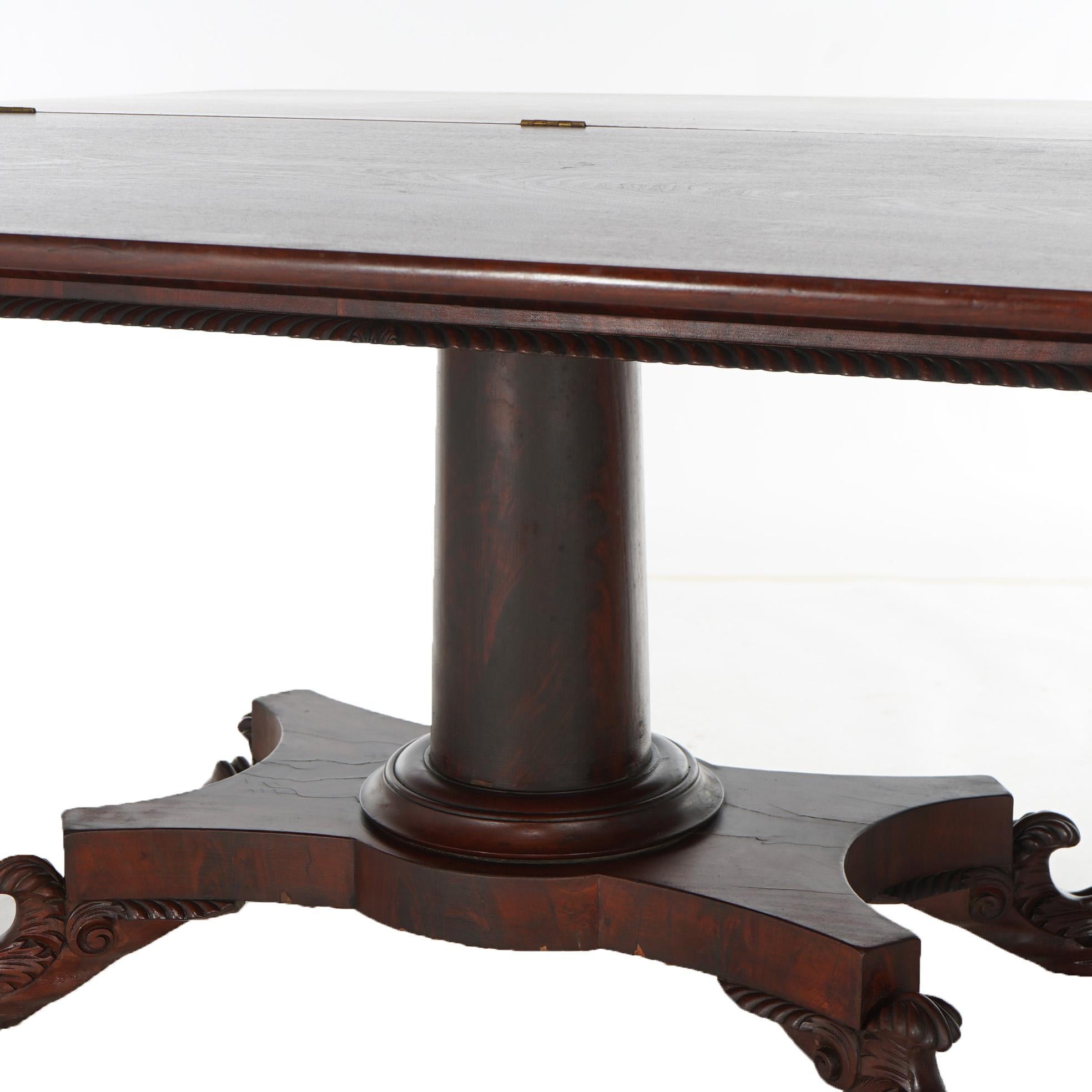 Antique American Empire Flame Mahogany Card Table Circa 1840 For Sale 4