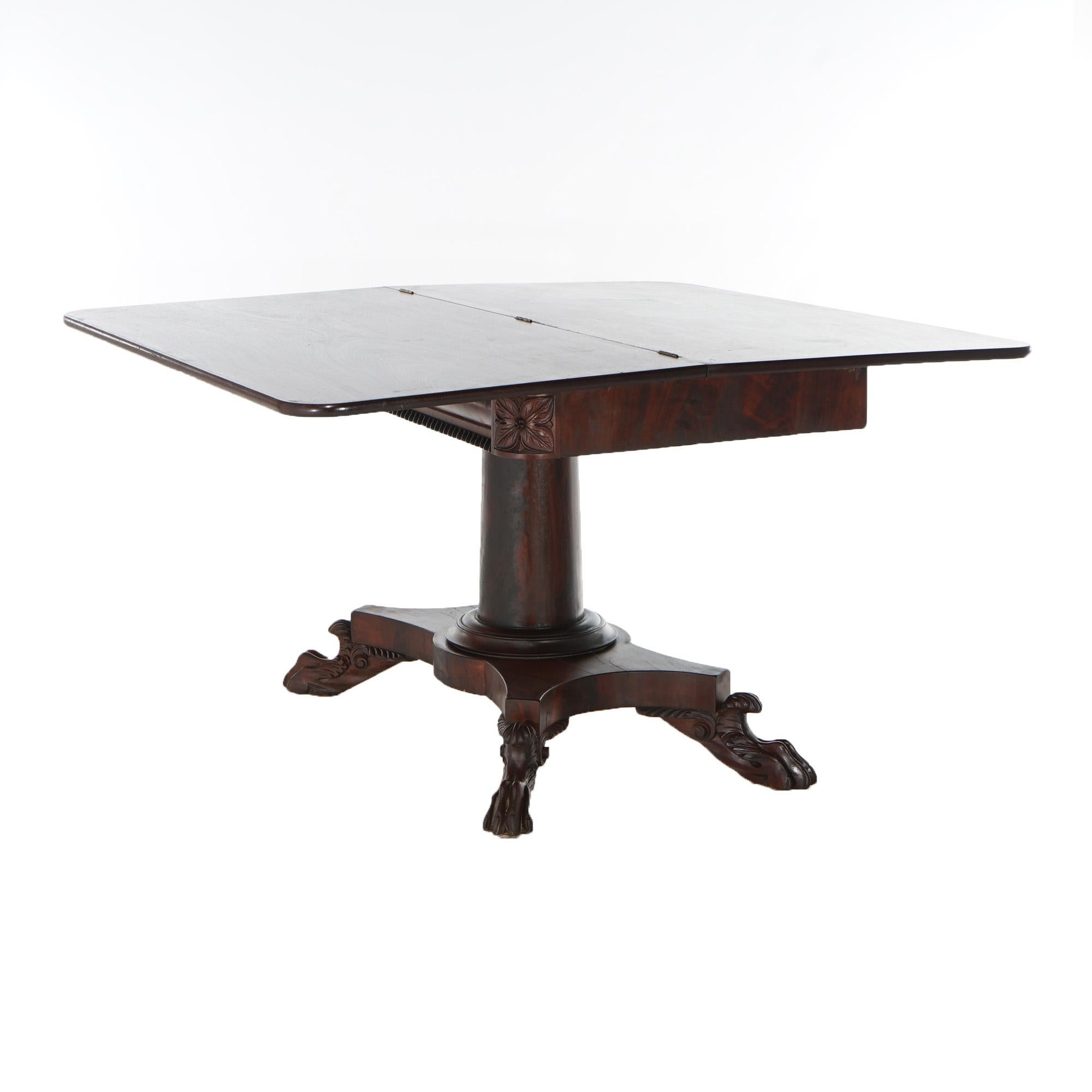 Antique American Empire Flame Mahogany Card Table Circa 1840 For Sale 5