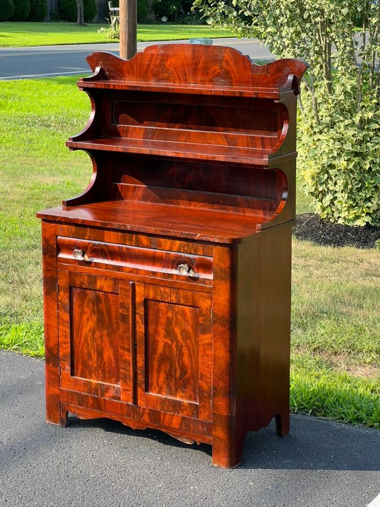 Mid-19th Century Antique American Empire Flame Mahogany Diminutive Cupboard For Sale