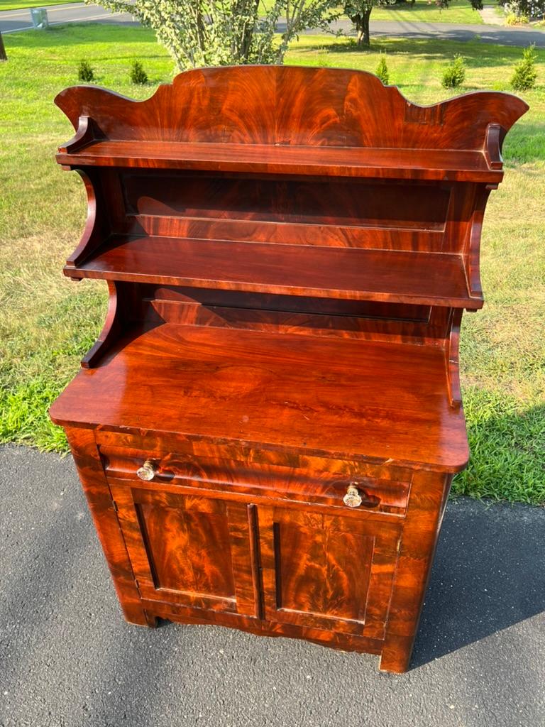 Antique American Empire Flame Mahogany Diminutive Cupboard For Sale 1