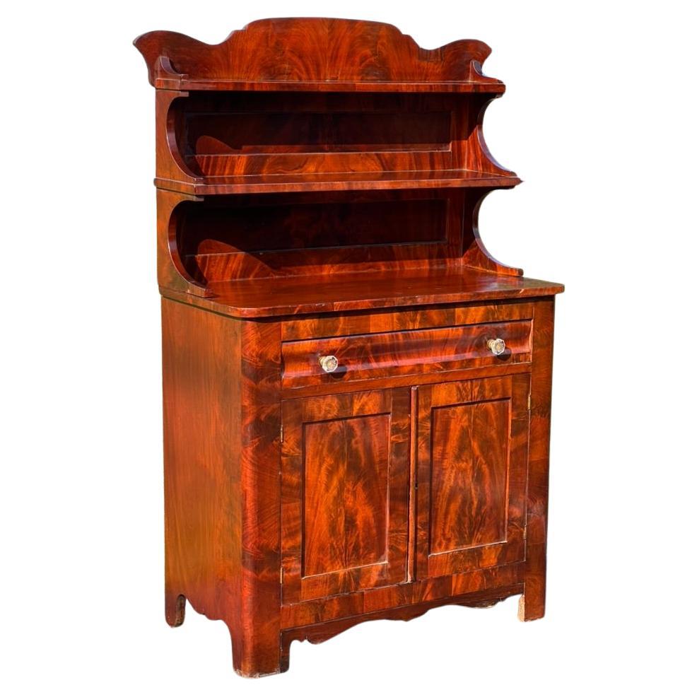 Antique American Empire Flame Mahogany Diminutive Cupboard For Sale