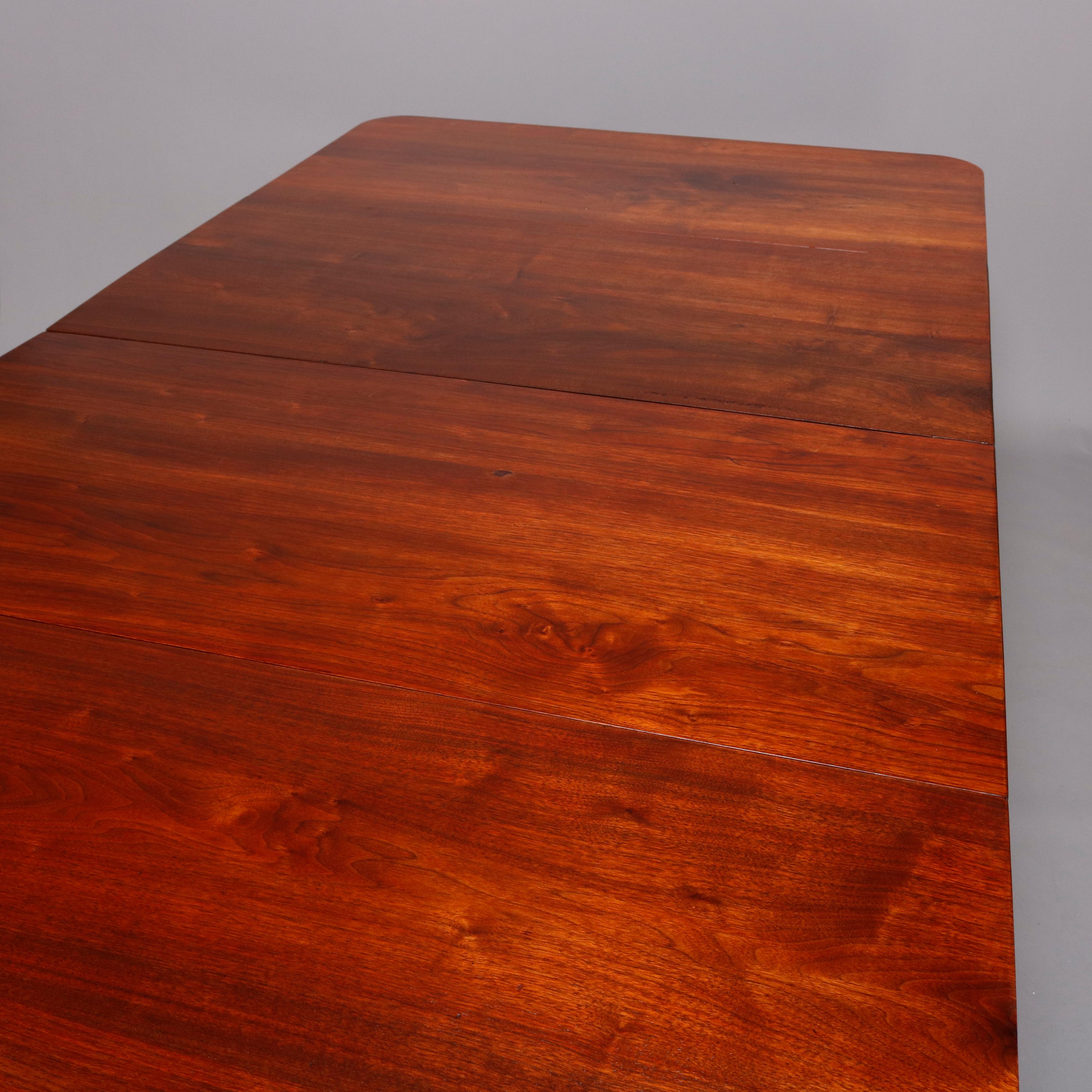 Antique American Empire Flame Mahogany Double Pedestal Drop Leaf Banquet Table 1