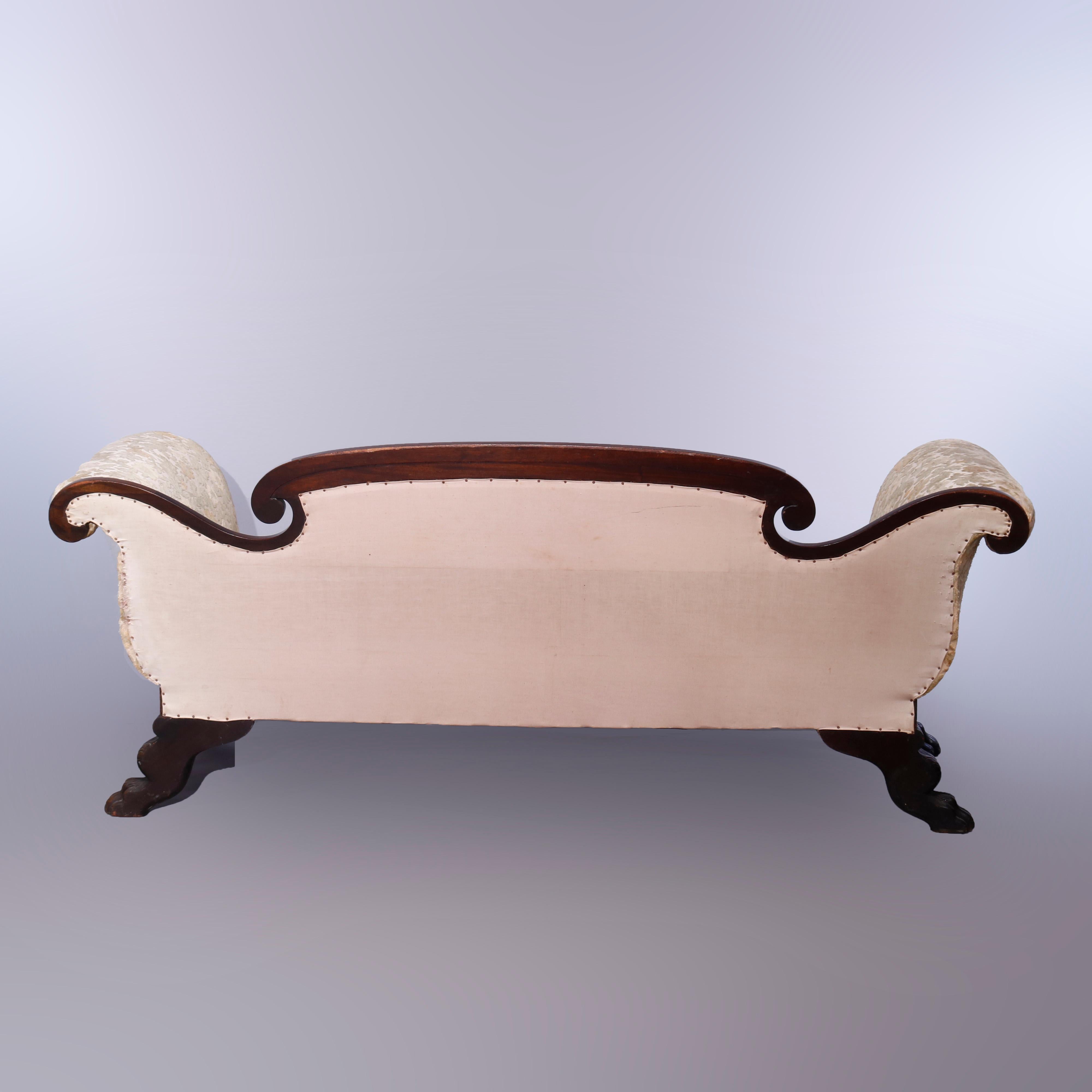 Antique American Empire Flame Mahogany Federal Style Sofa, Circa 1840 1