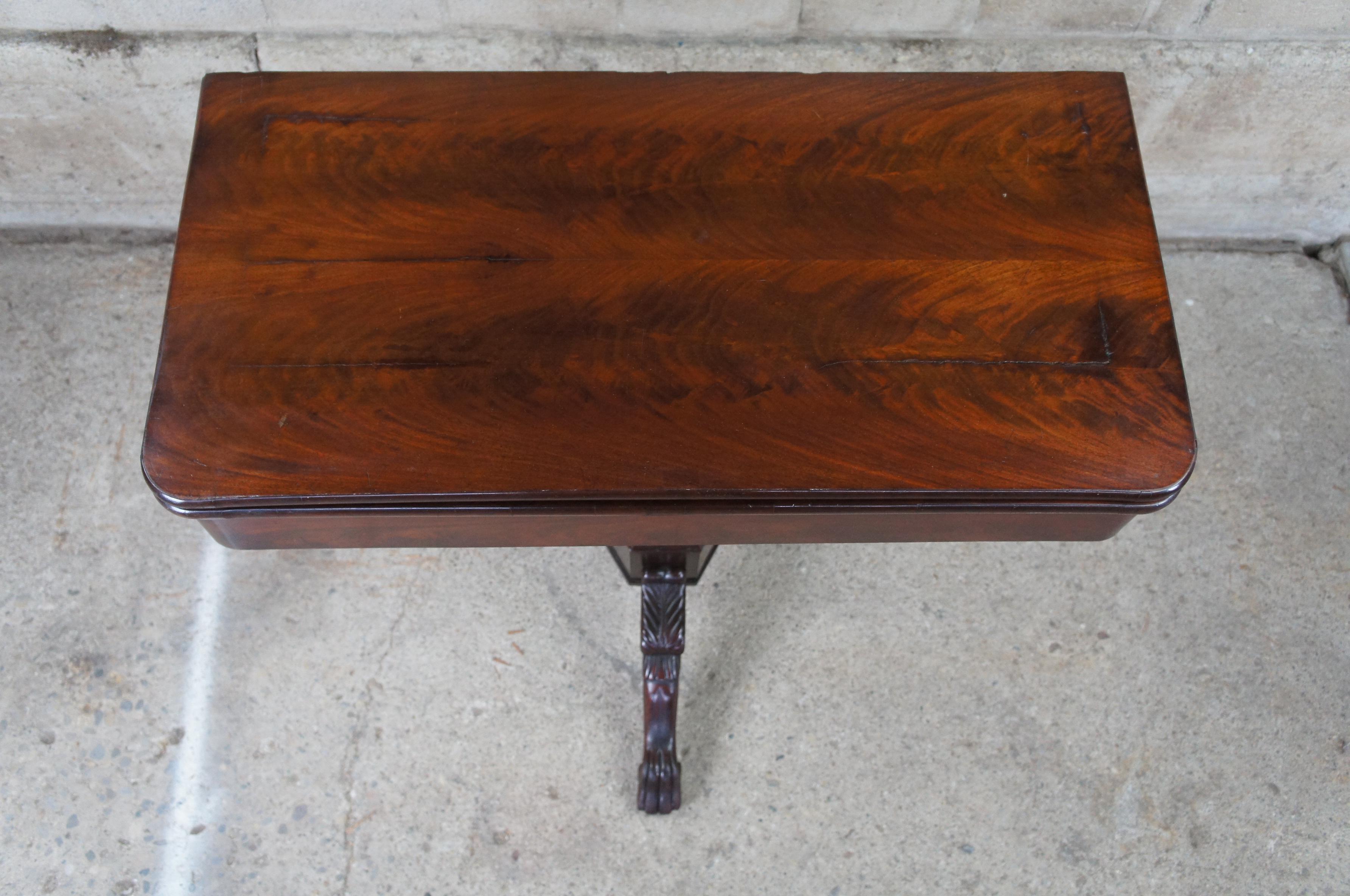 Antique American Empire Flame Mahogany Flip Top Game Table Entryway