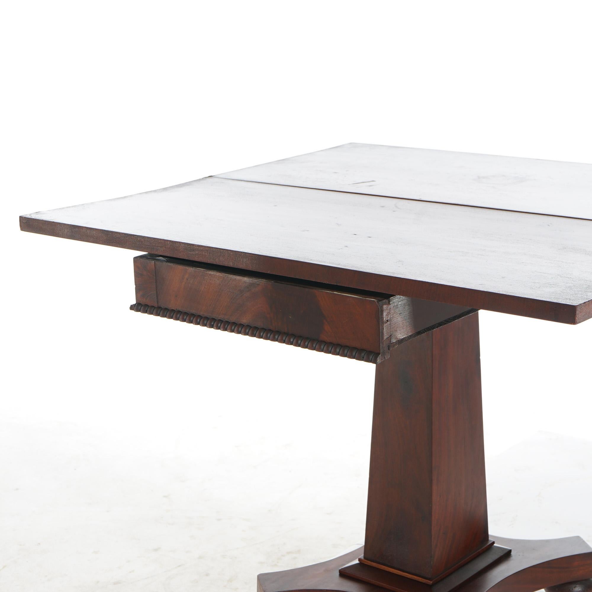 Antique American Empire Flame Mahogany Game Table C1840 5