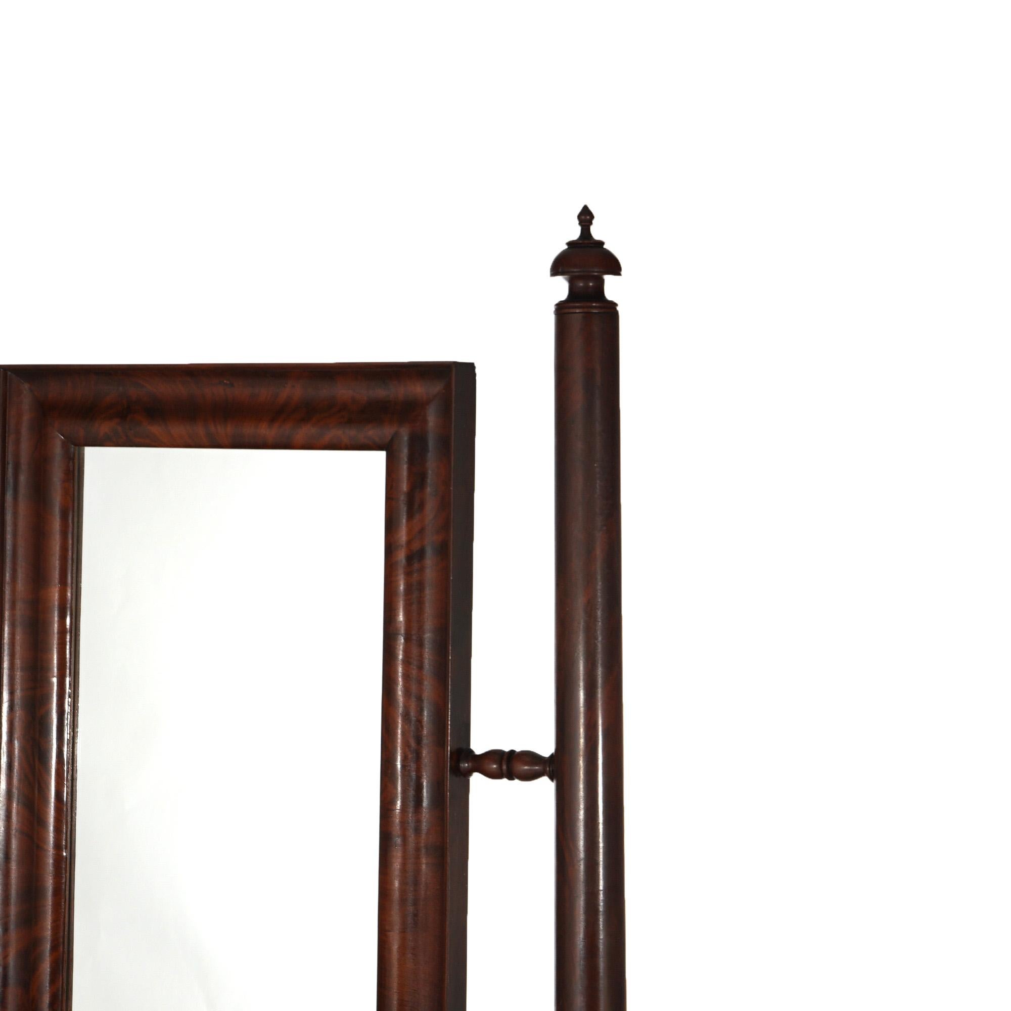 Antique American Empire Flame Mahogany Marble Top Dresser & Mirror c1840 2