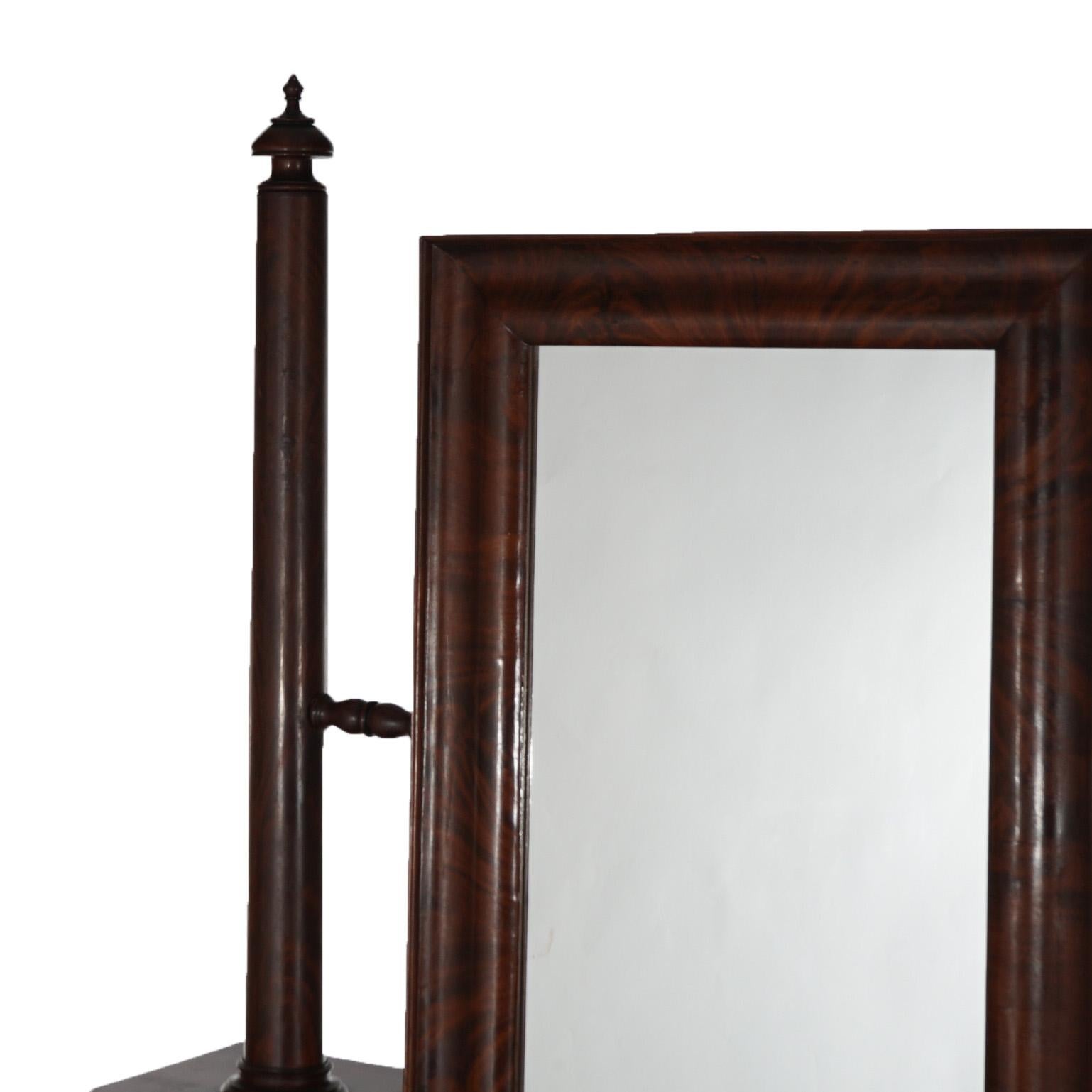 Antique American Empire Flame Mahogany Marble Top Dresser & Mirror c1840 3