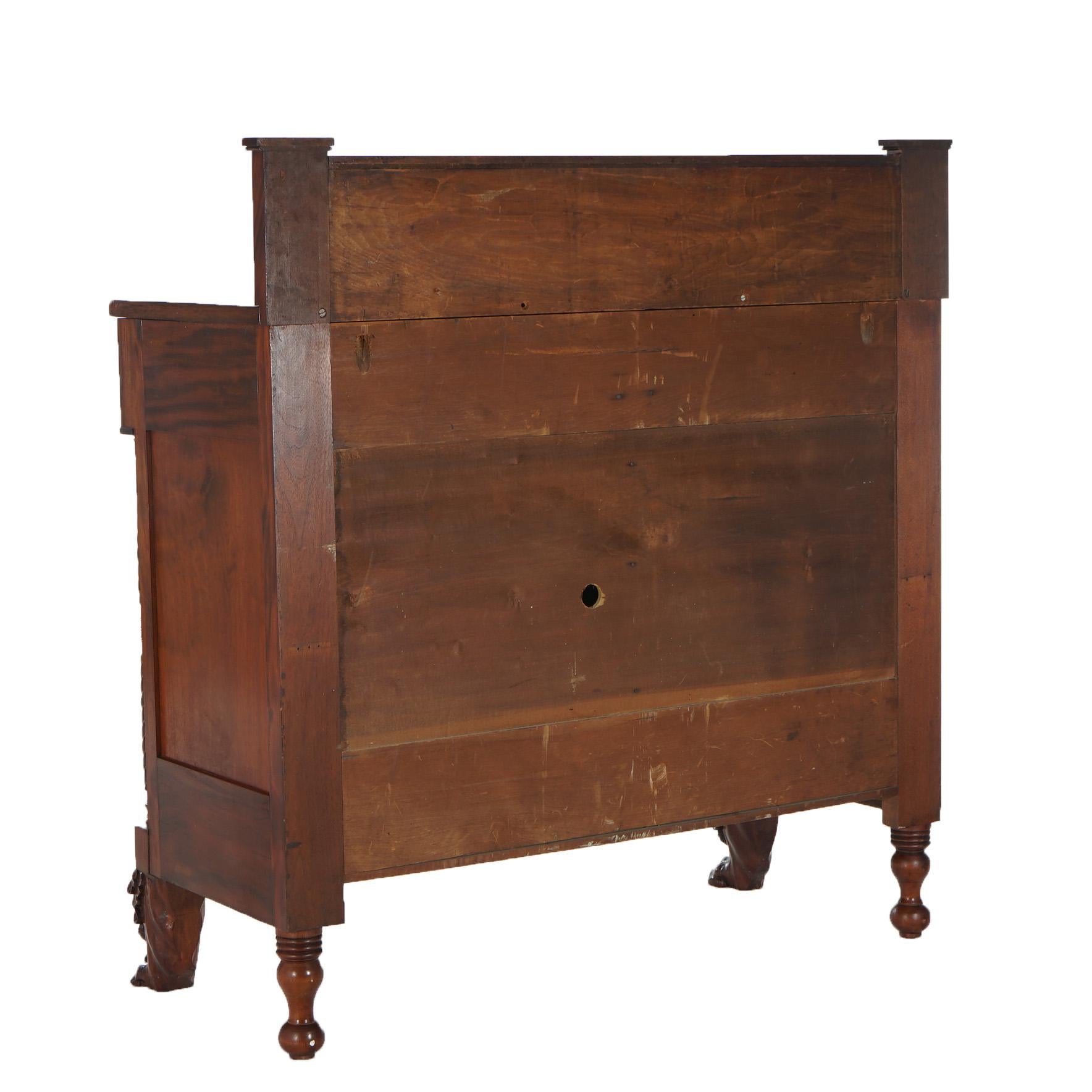 Antique American Empire Flame Mahogany Marble Top Linen Press Sideboard C1840 For Sale 9