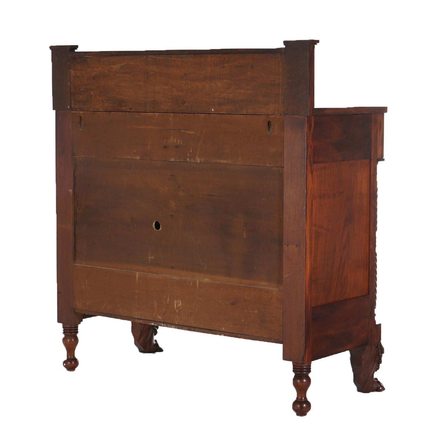 Antique American Empire Flame Mahogany Marble Top Linen Press Sideboard C1840 For Sale 10