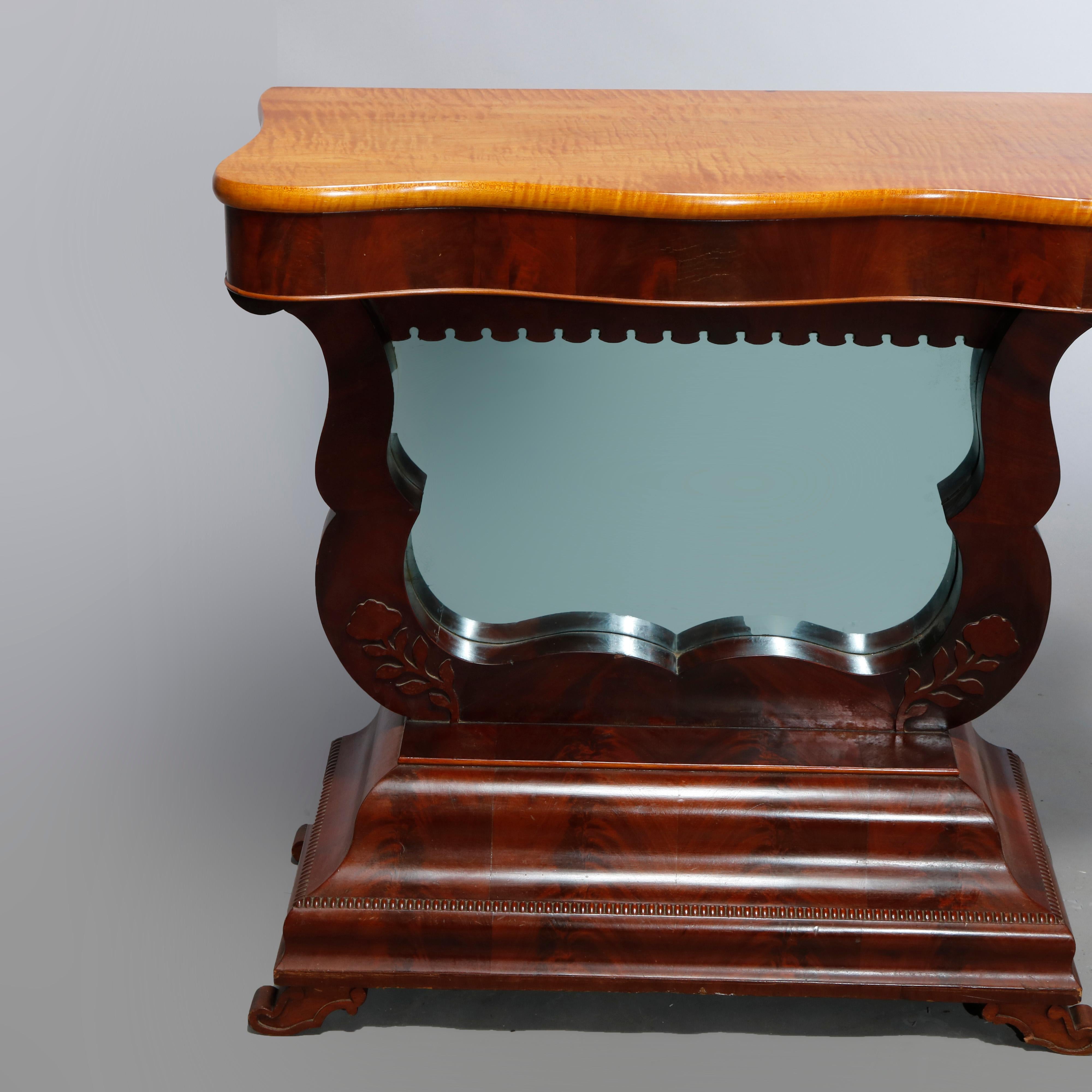 Antique American Empire Flame Mahogany Meeks School Pier Table, Circa 1840 6