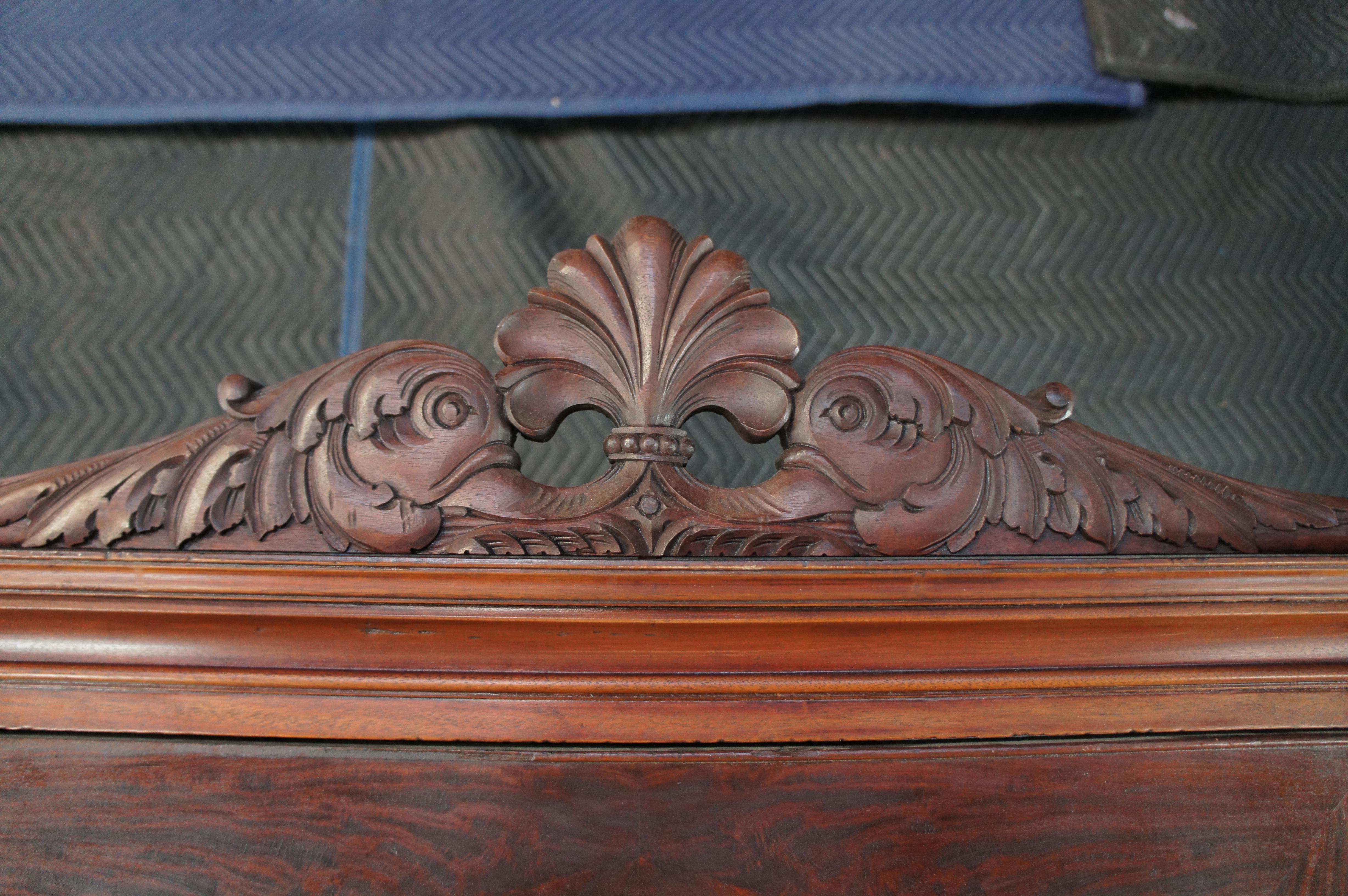 Antique American Empire Flame Mahogany Mirrored Clothing Armoire Wardrobe 84